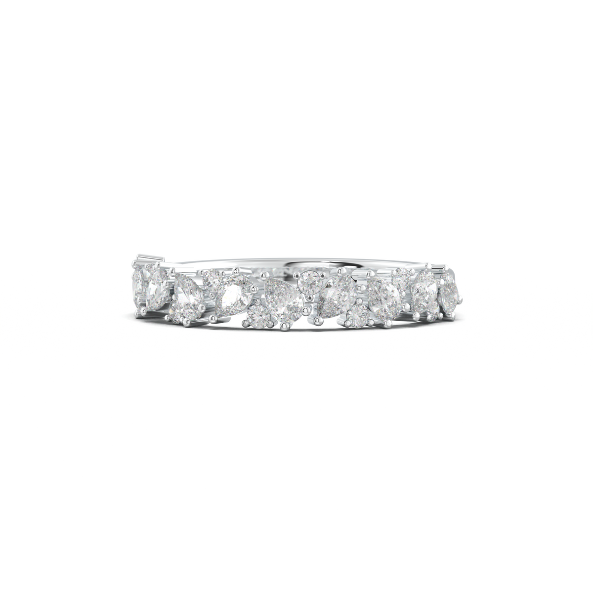 Alternating Pear & Round Half-Eternity Wedding Band