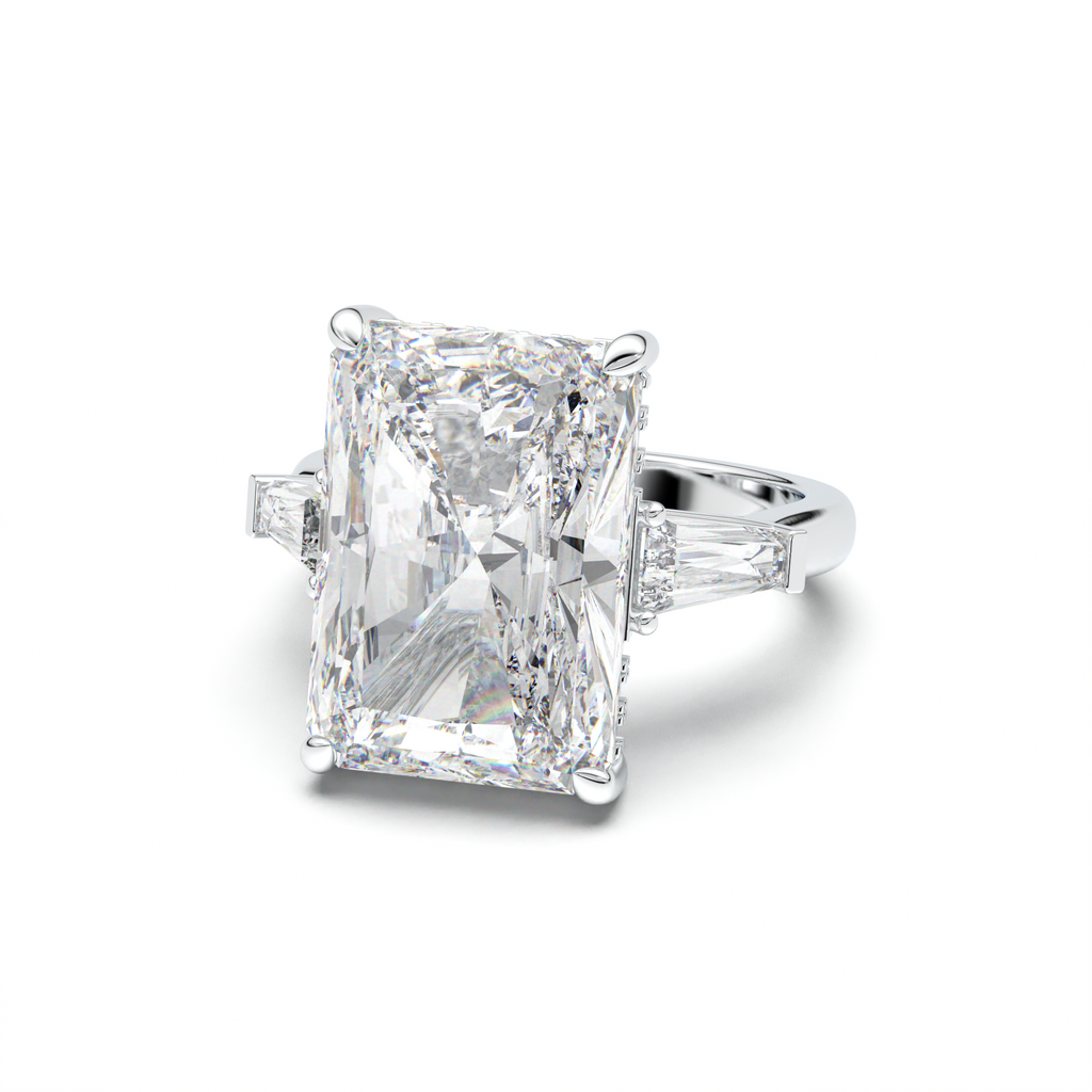 Radiant Baguette Hidden Halo Engagement Ring