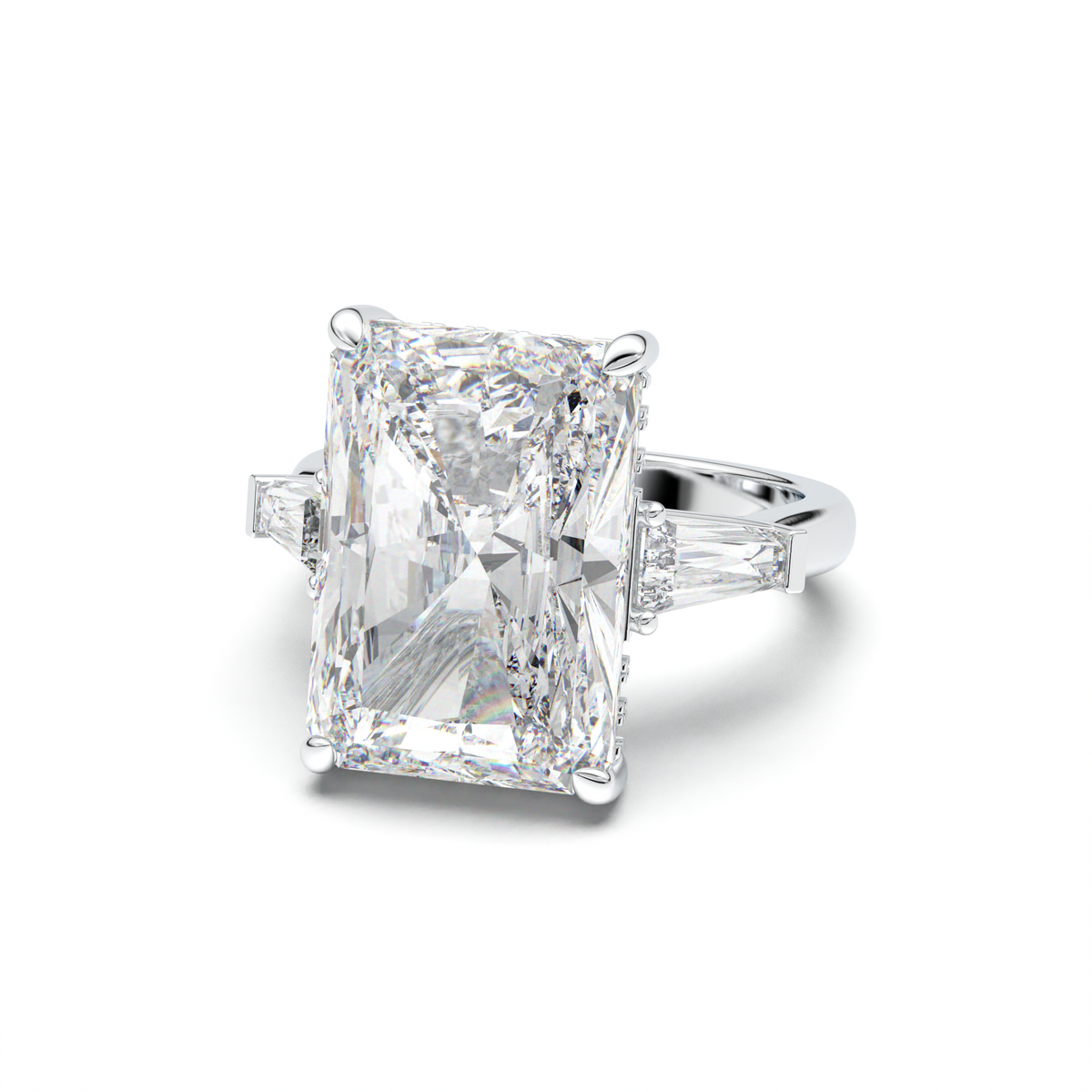 Radiant Baguette Hidden Halo Engagement Ring