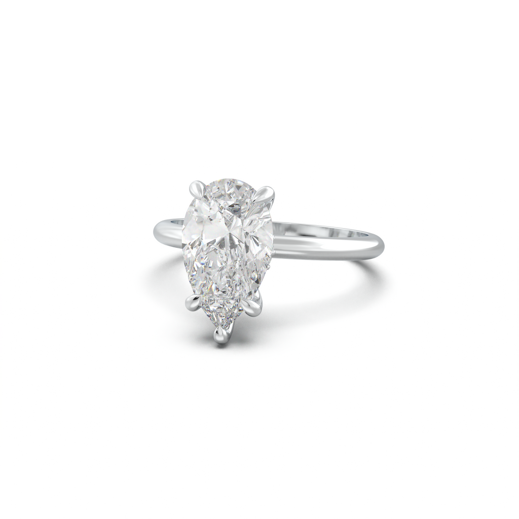 Pear Hidden Halo Engagement Ring