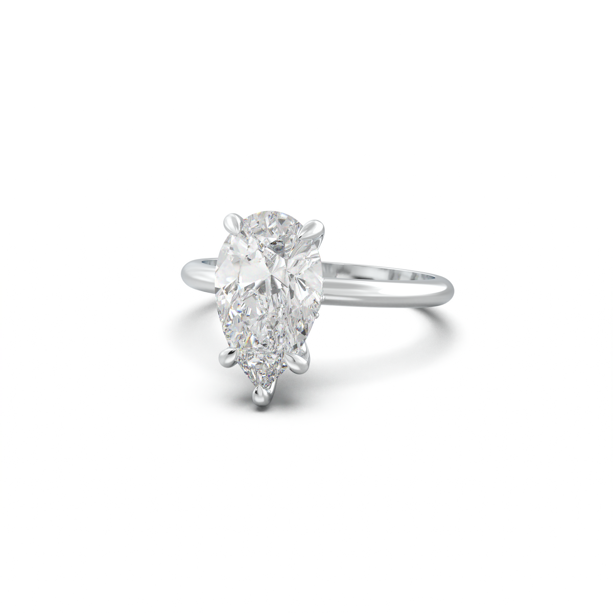 Pear Hidden Halo Engagement Ring