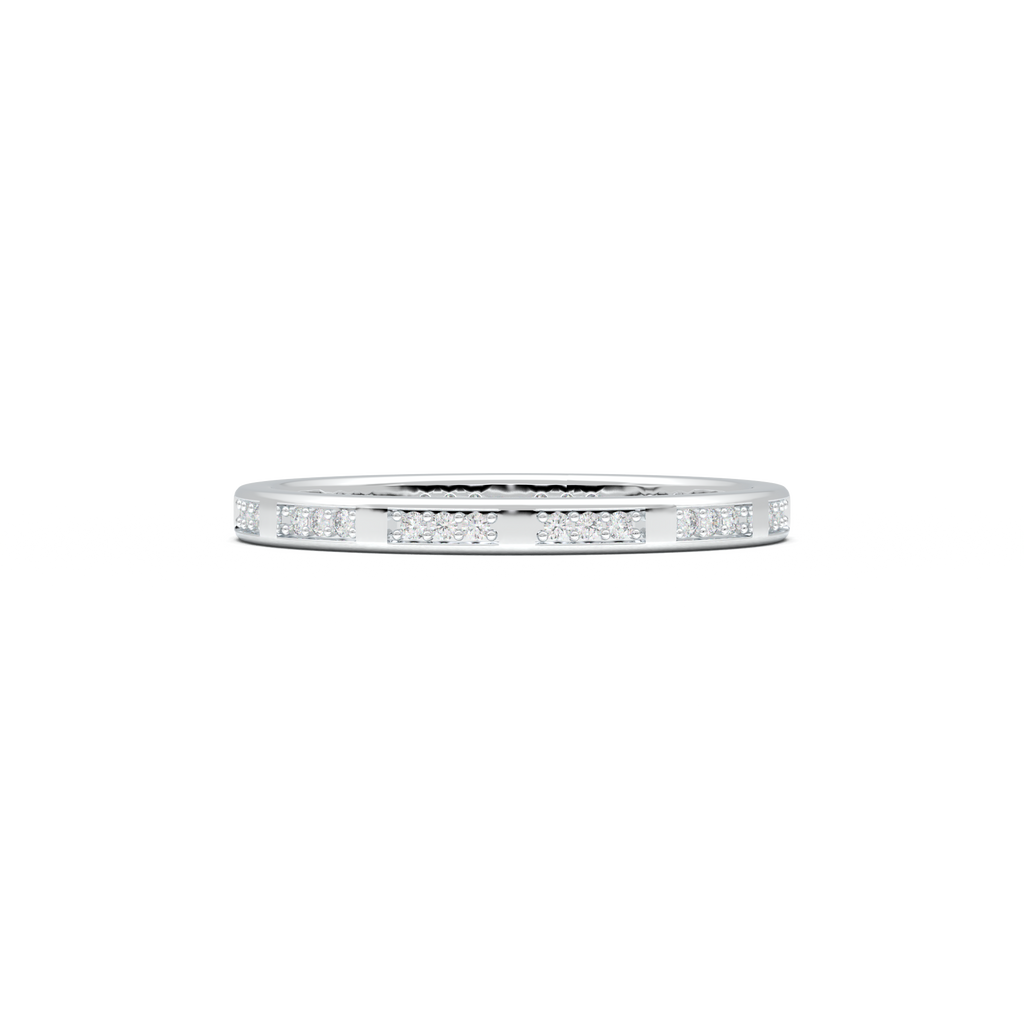 Geometric Round Diamond Wedding Band