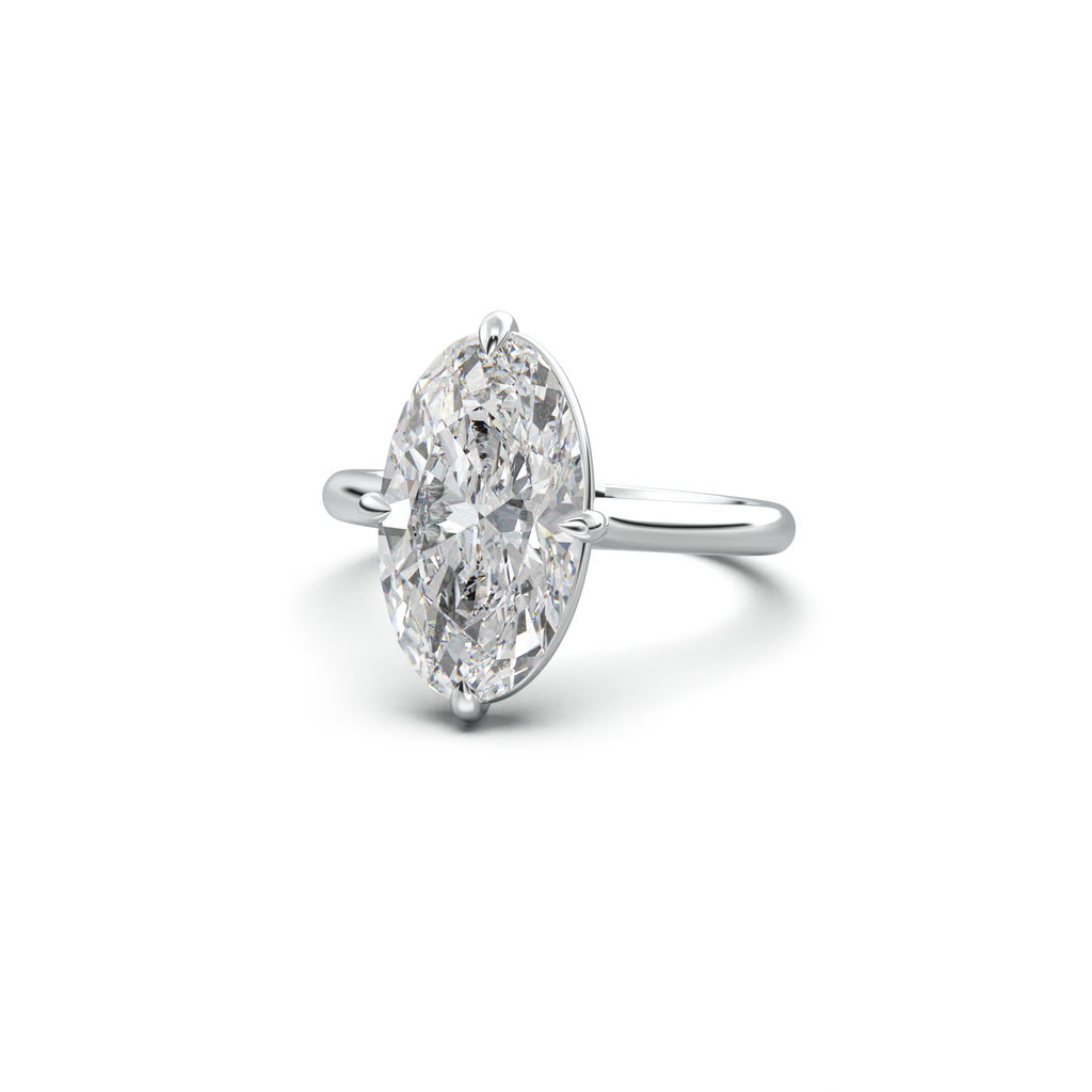 Elongated Moval Solitaire Engagement Ring