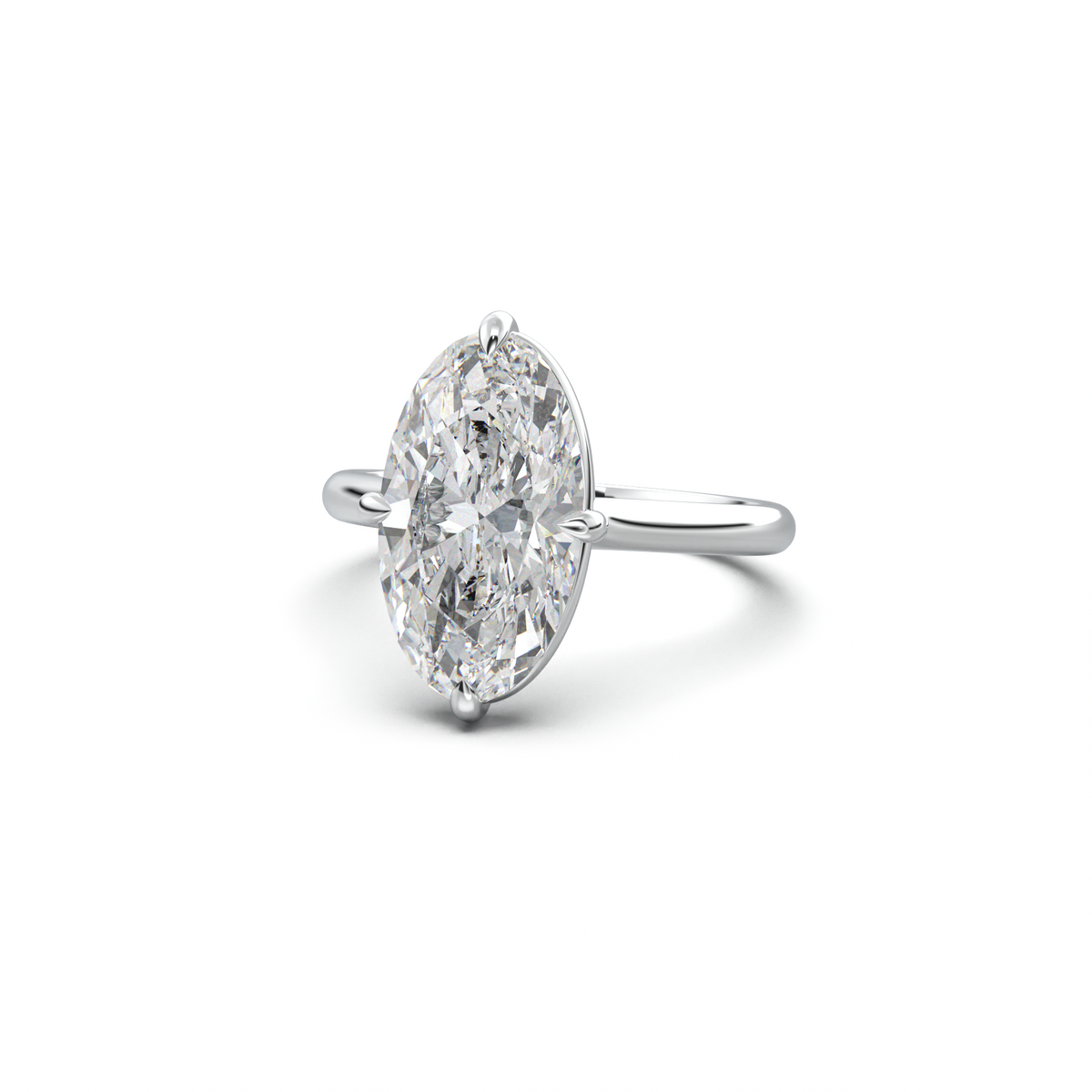 Elongated Moval Solitaire Engagement Ring