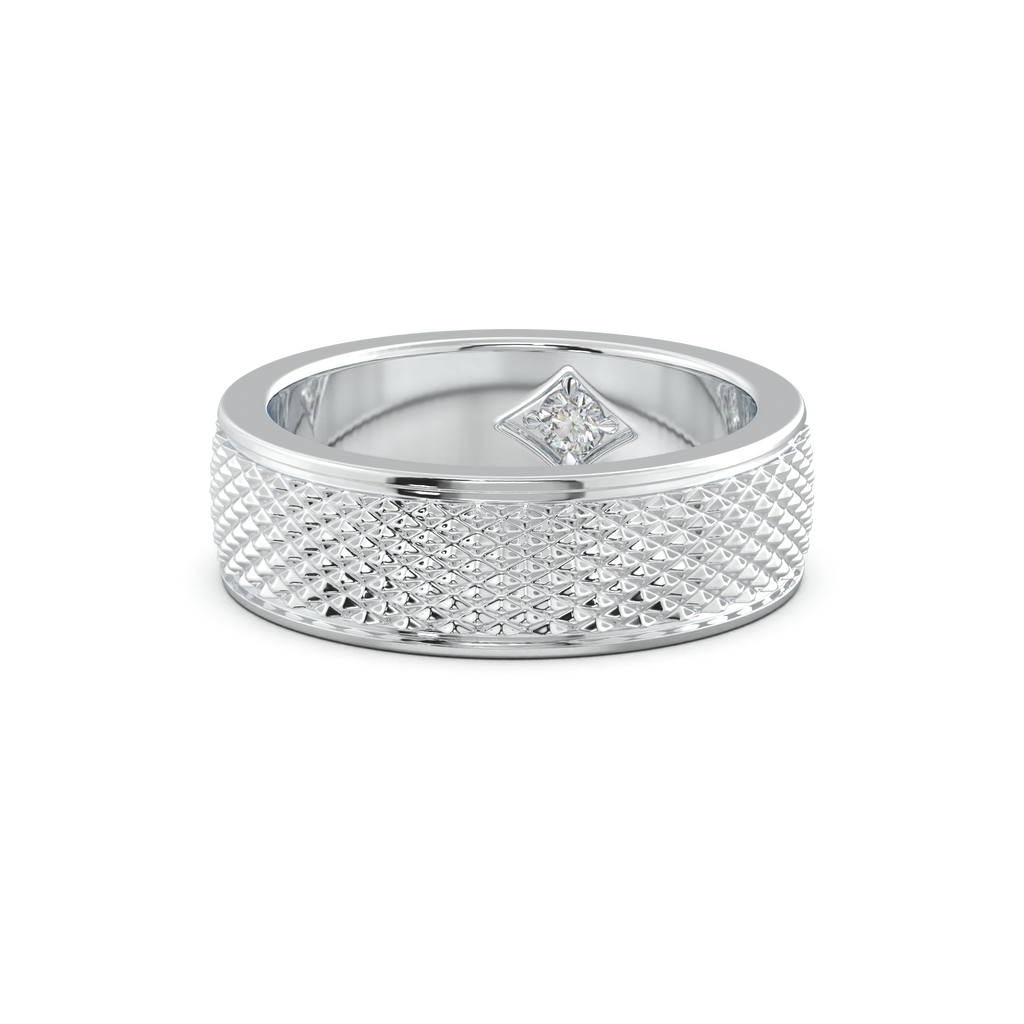 Diamond-Cut Textured Men's Wedding Band