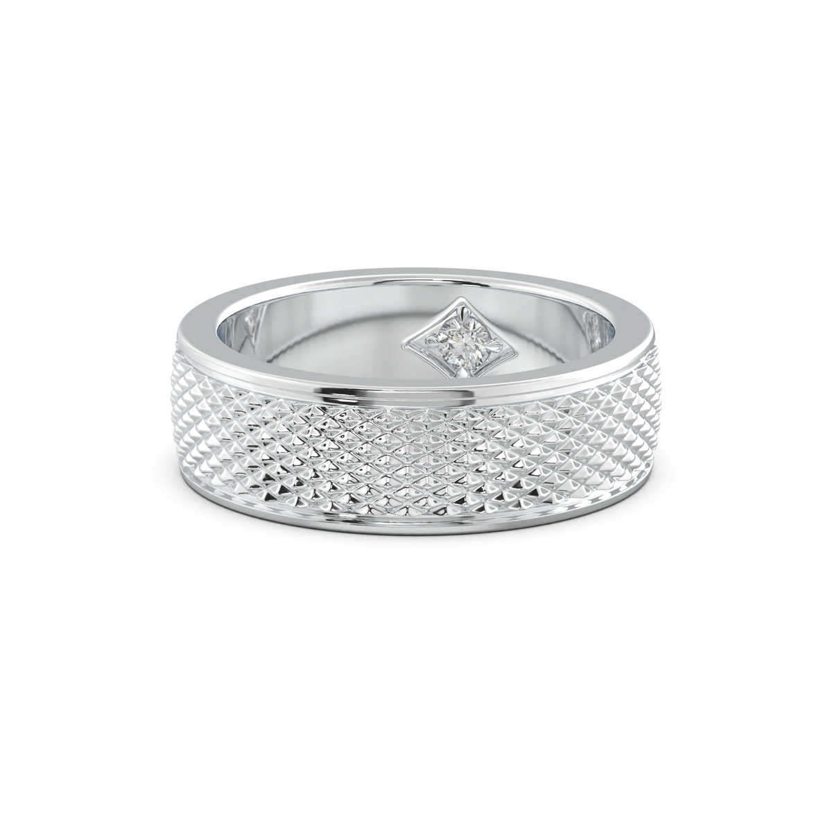 Diamond-Cut Textured Men's Wedding Band