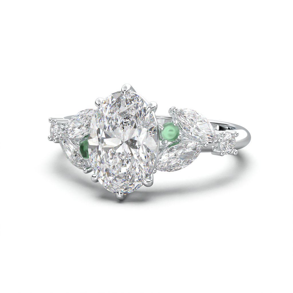 Oval Marquise-Accent Engagement Ring