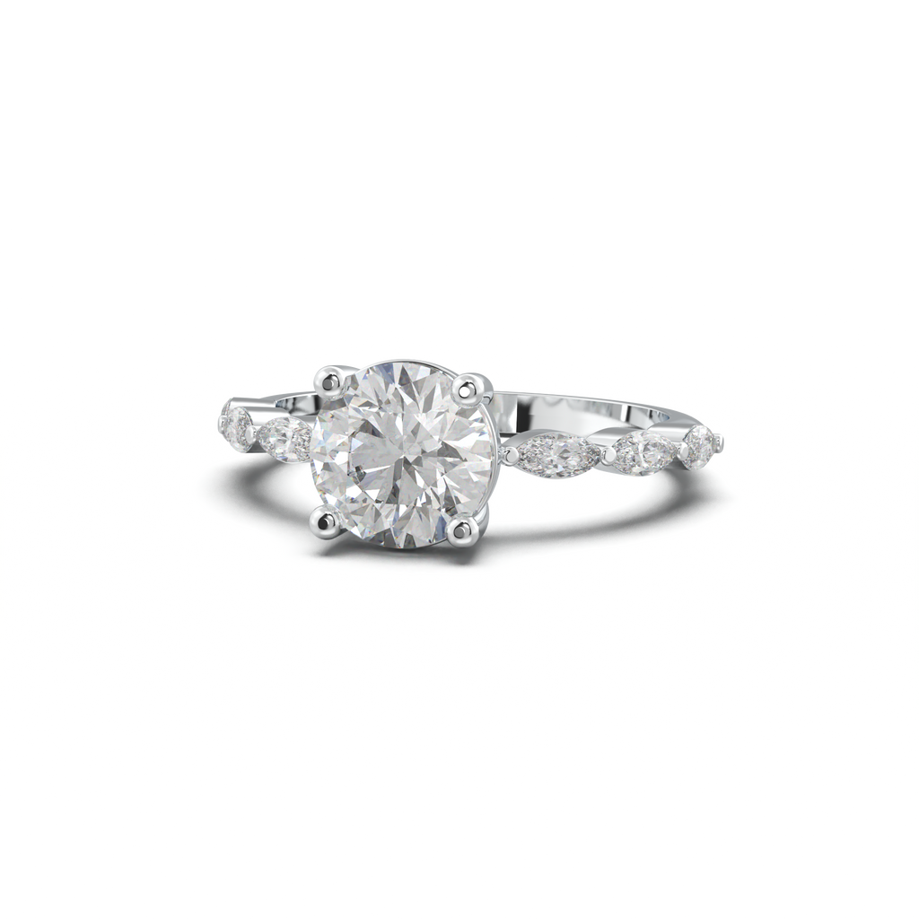 Round Marquise Side-Stone Engagement Ring