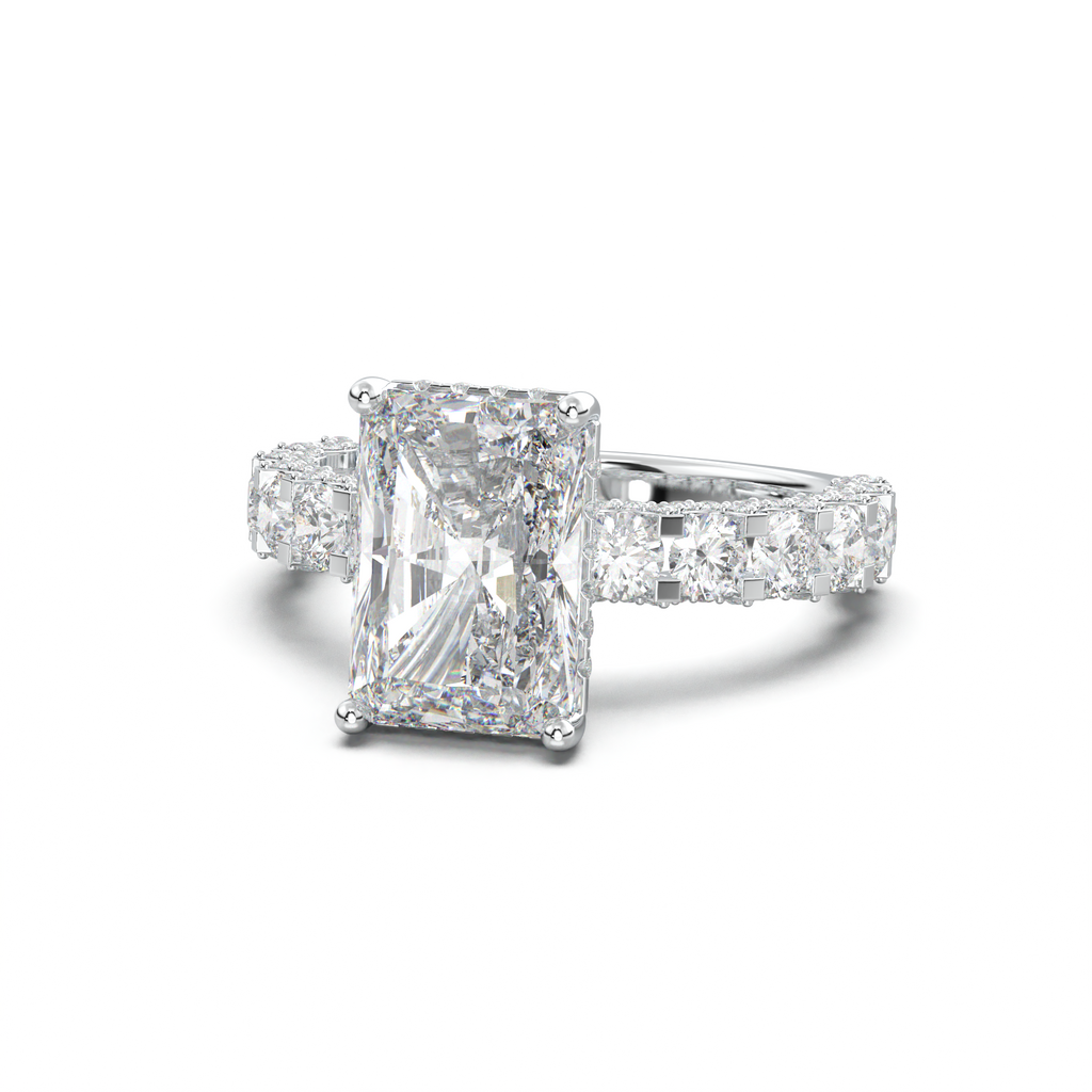 Radiant Diamond Band Engagement Ring