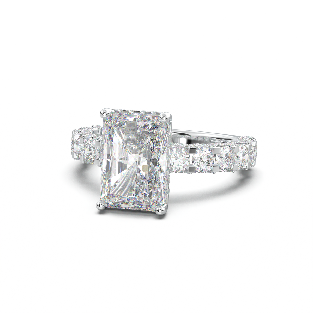Radiant Diamond Band Engagement Ring