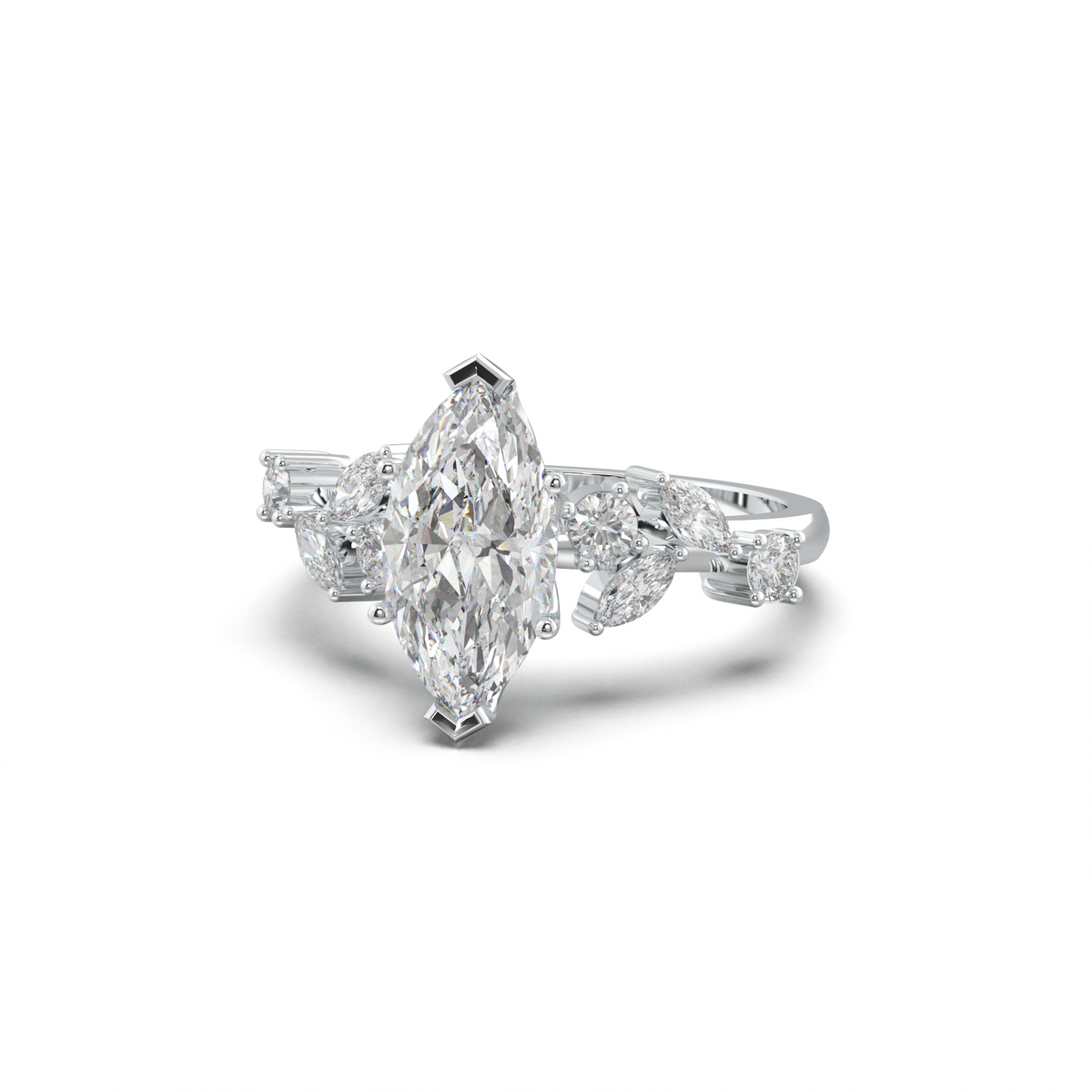 Marquise Mixed Side-Stone Engagement Ring
