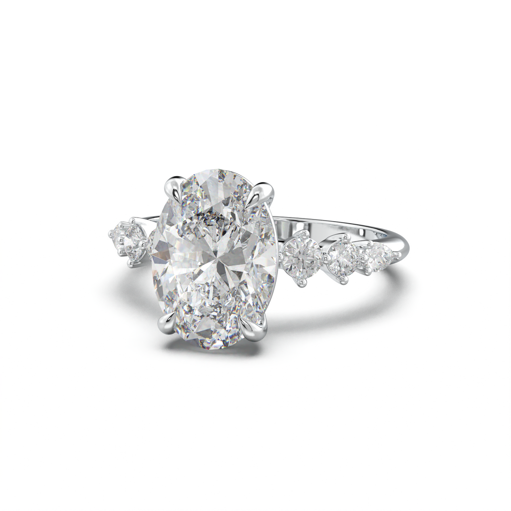 Oval Pear-Accent Engagement Ring