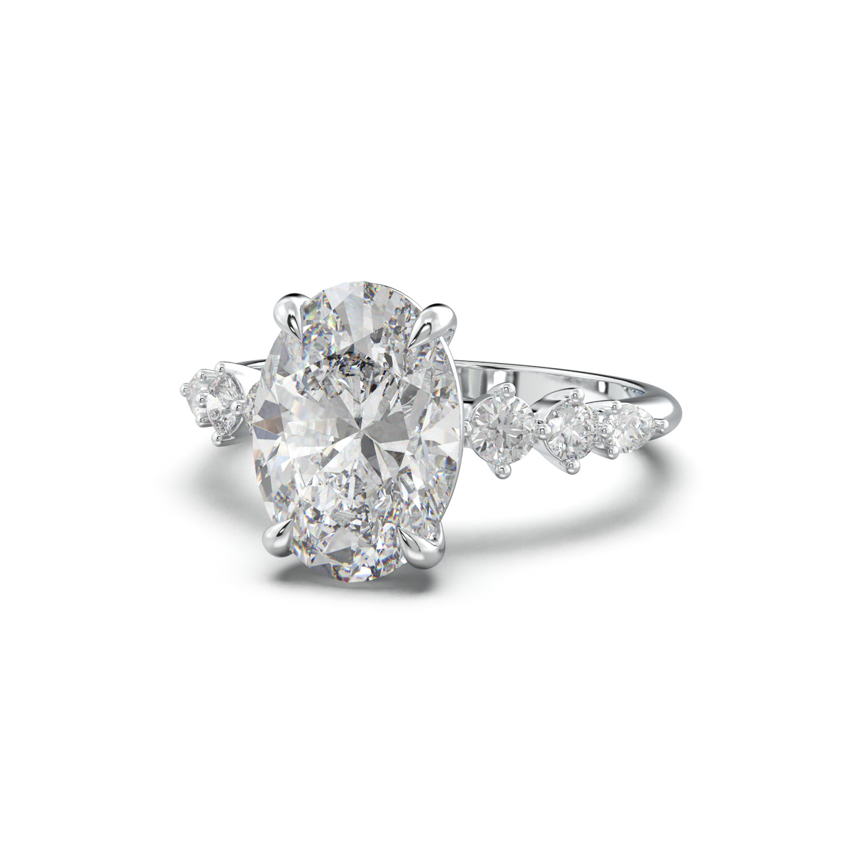 Oval Pear-Accent Engagement Ring