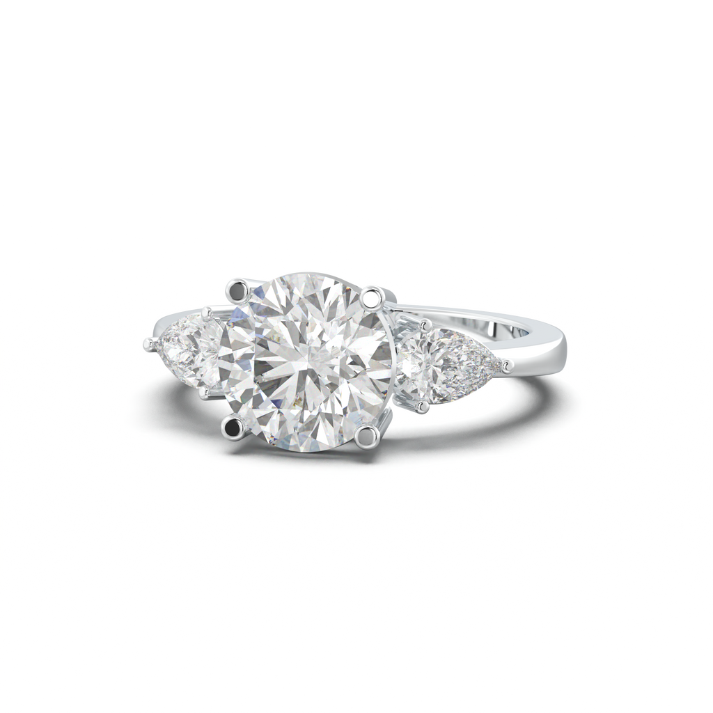 Round Pear Three-Stone Engagement Ring