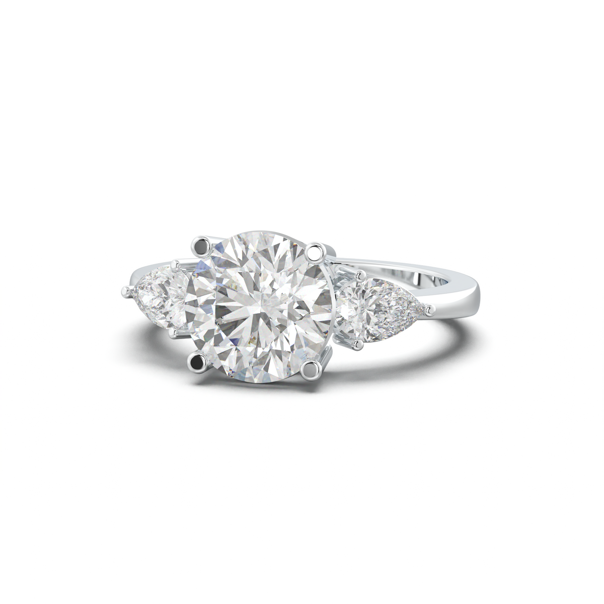 Round Pear Three-Stone Engagement Ring