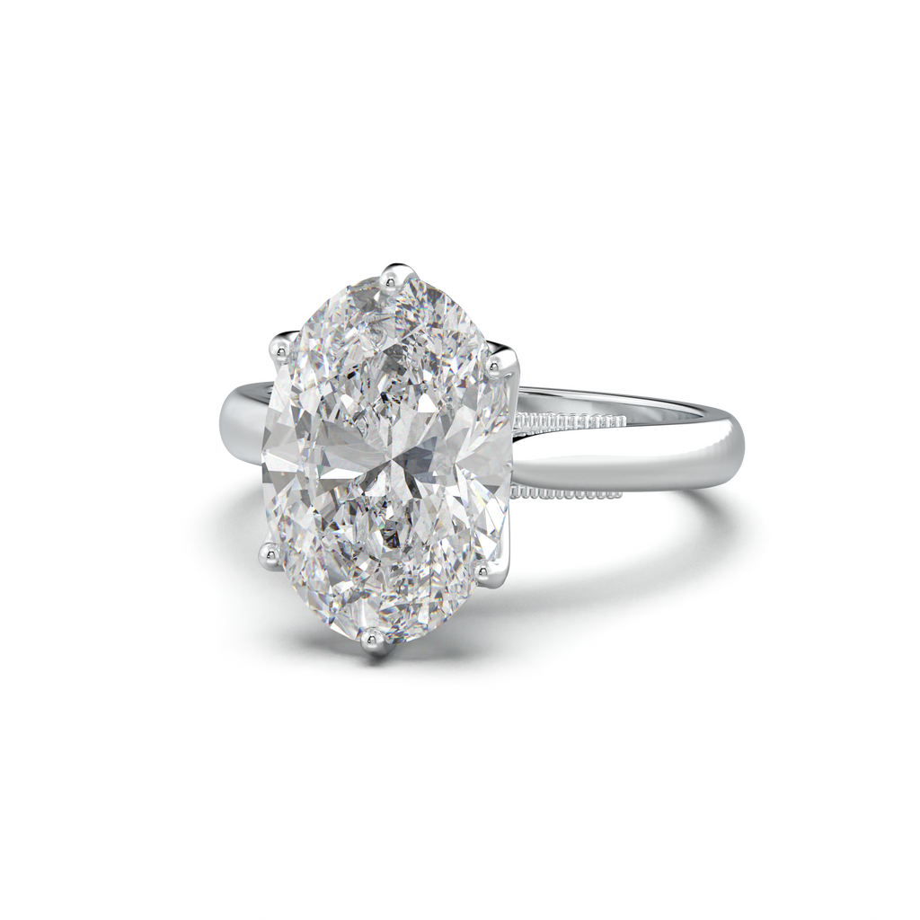Oval Tulip Setting Hidden bridge Halo Engagement Ring