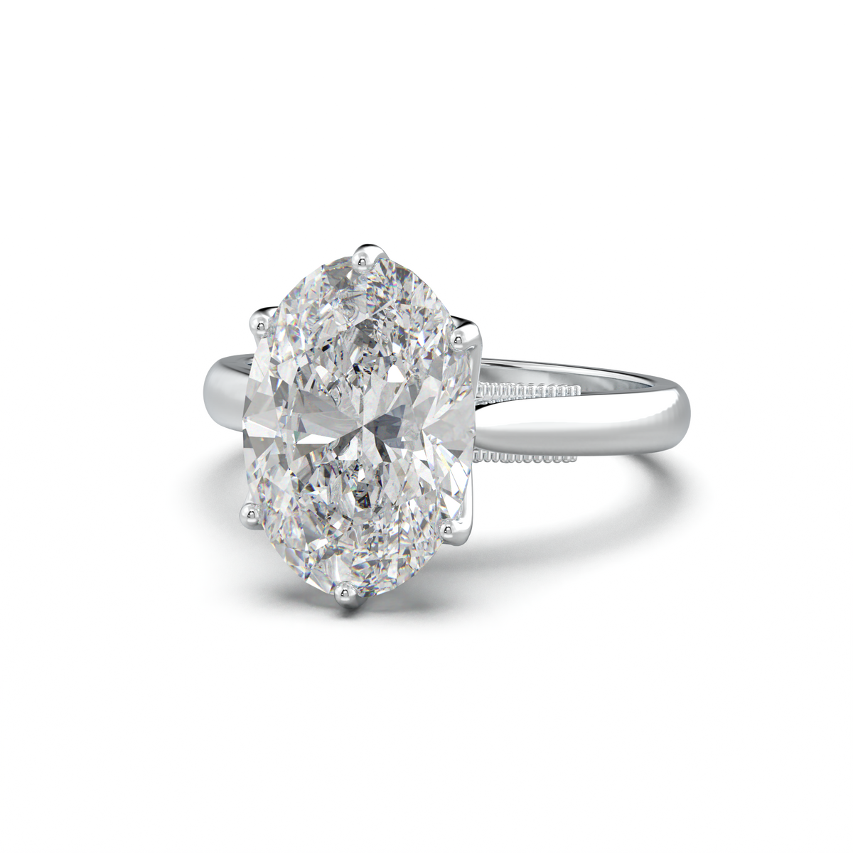 Oval Tulip Setting Hidden bridge Halo Engagement Ring