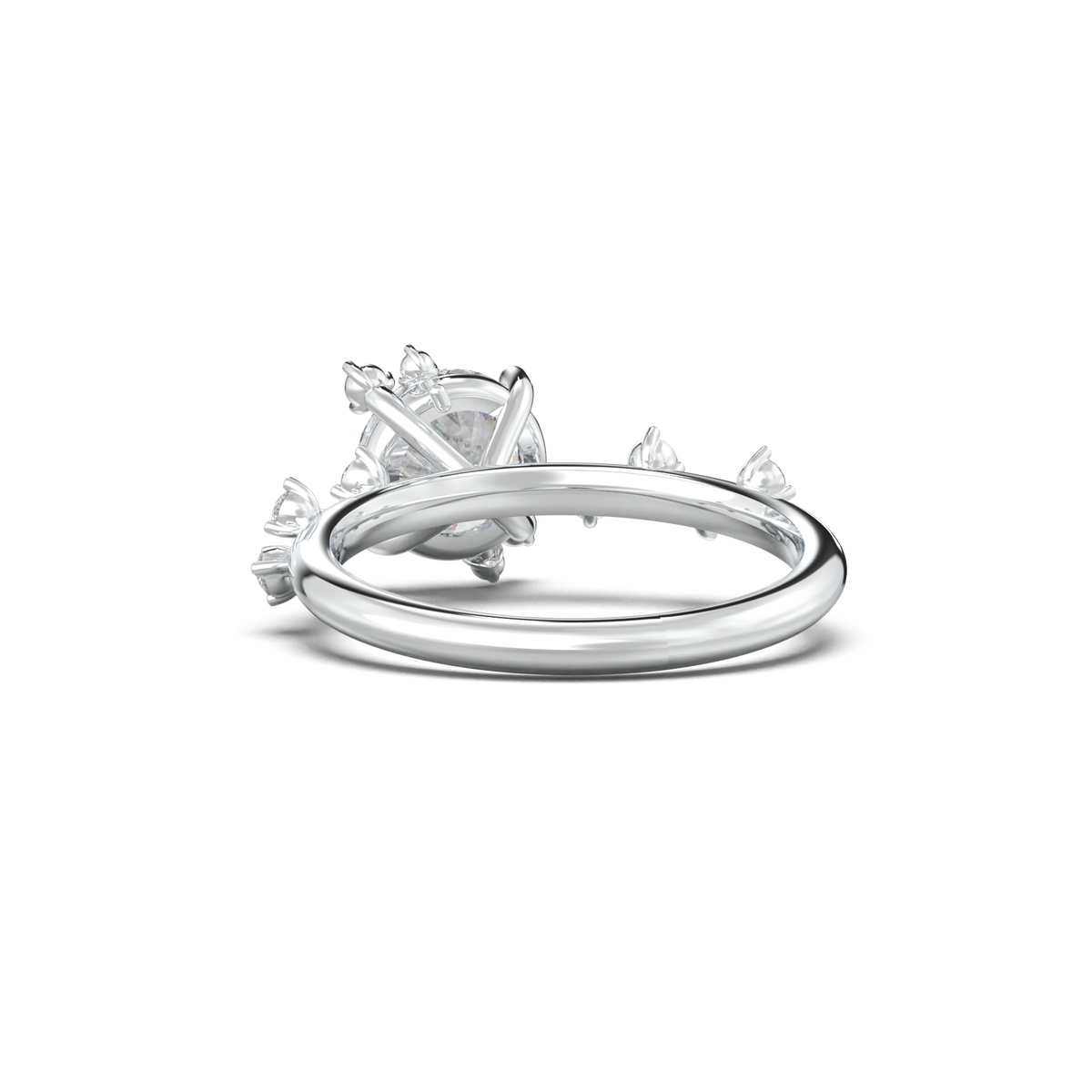 Round Botanical Accent Engagement Ring