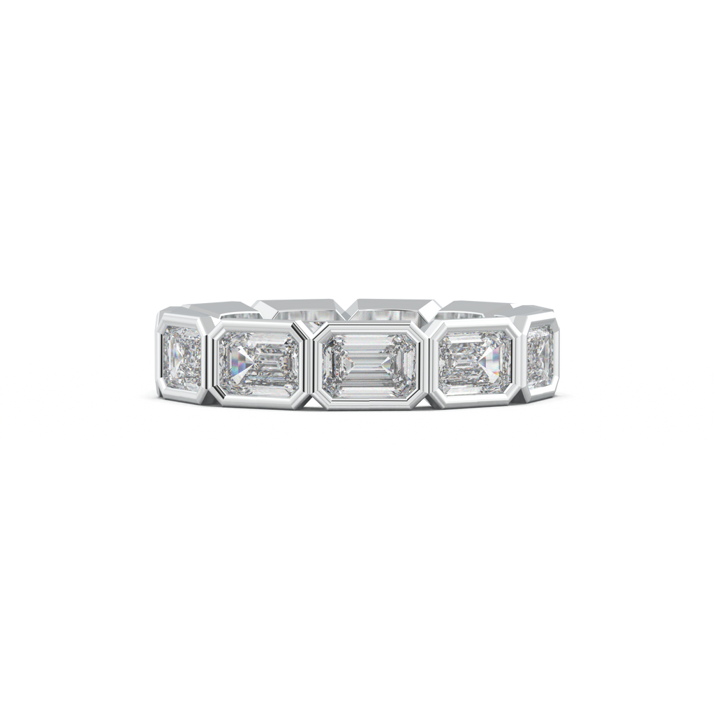 Emerald-Cut Bezel-Style Eternity Wedding Band