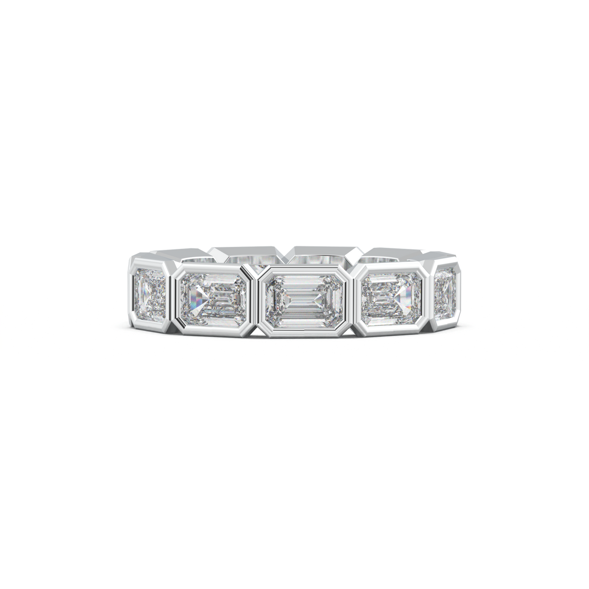 Emerald-Cut Bezel-Style Eternity Wedding Band