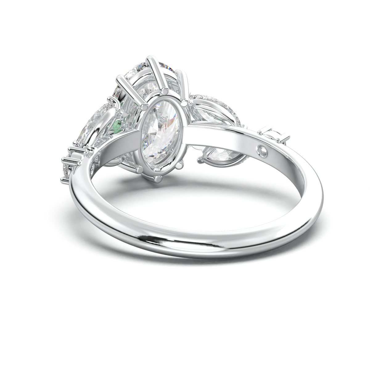 Oval Marquise-Accent Engagement Ring