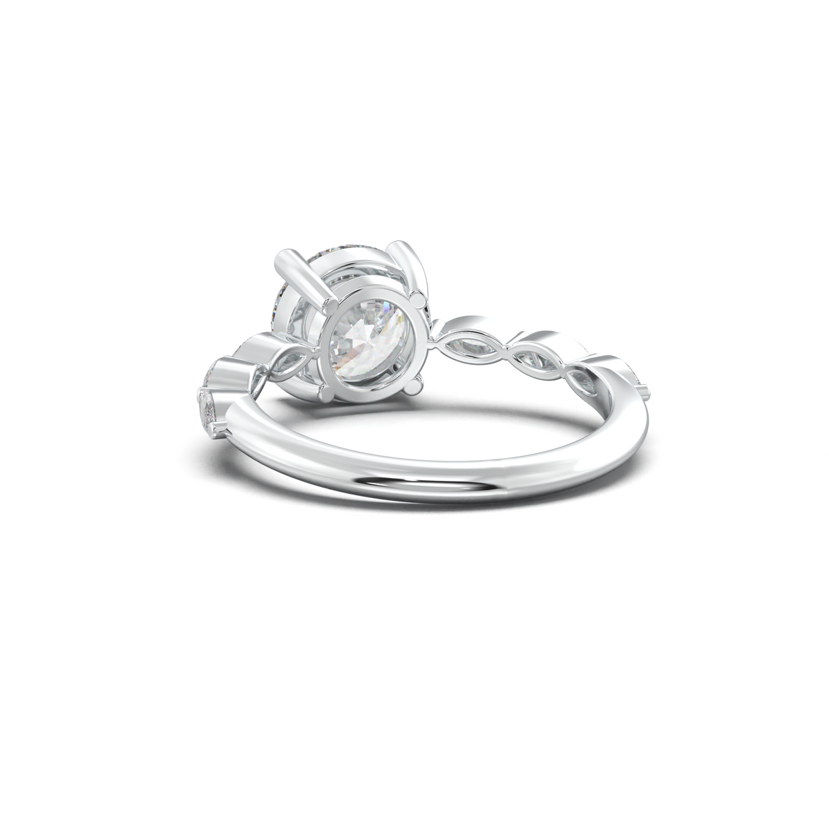 Round Marquise Side-Stone Engagement Ring