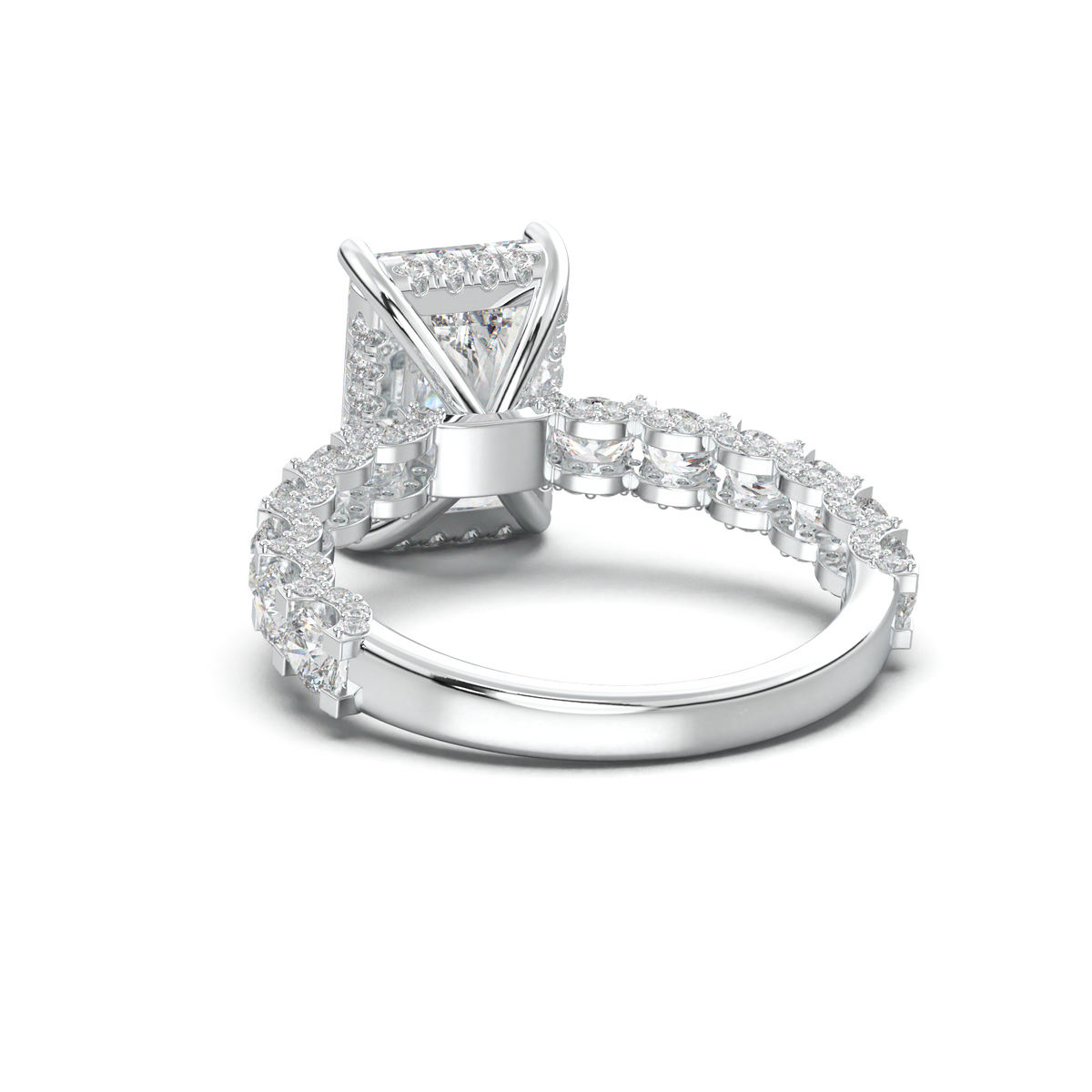 Radiant Diamond Band Engagement Ring