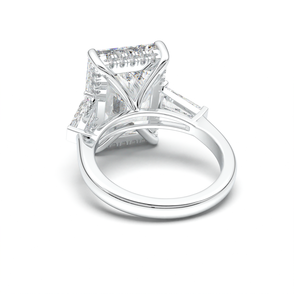 Radiant Baguette Hidden Halo Engagement Ring