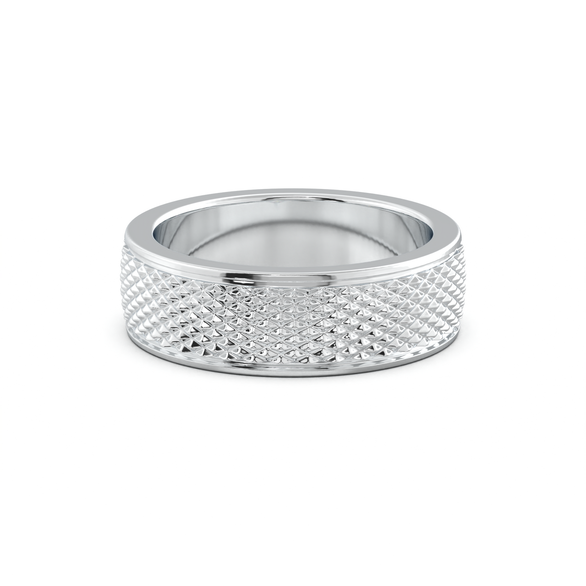 Diamond-Cut Textured Men's Wedding Band
