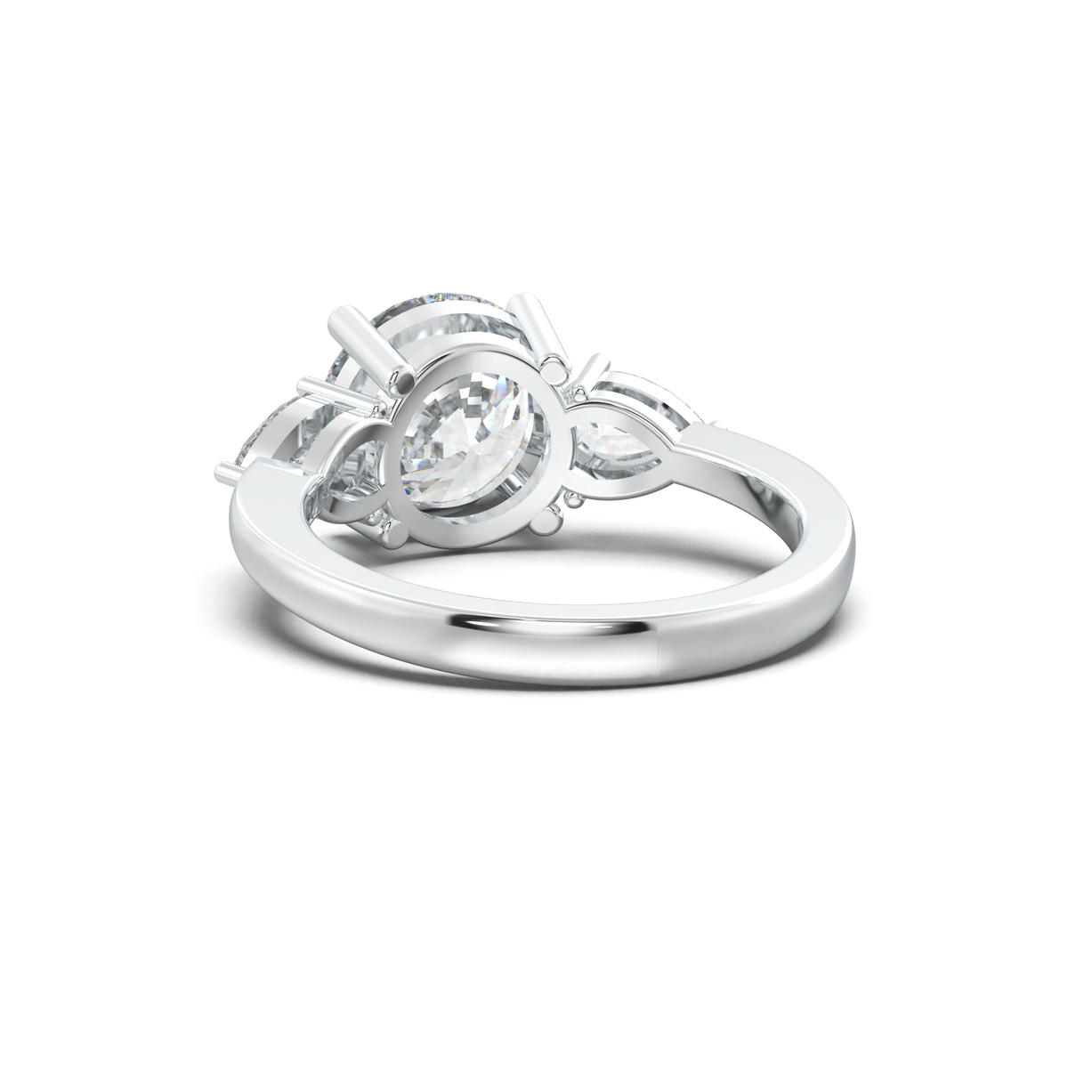 Round Pear Three-Stone Engagement Ring
