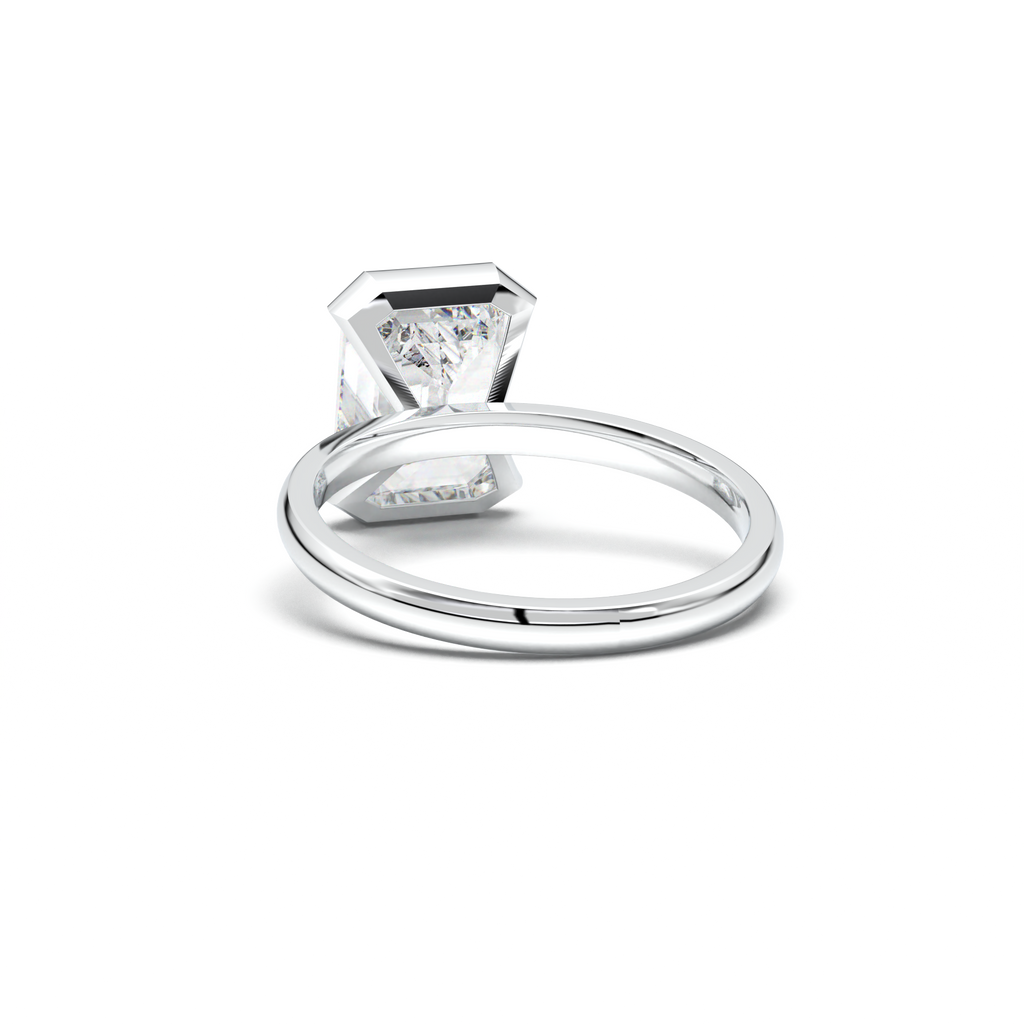 Emerald Cut Half-Bezel Engagement Ring