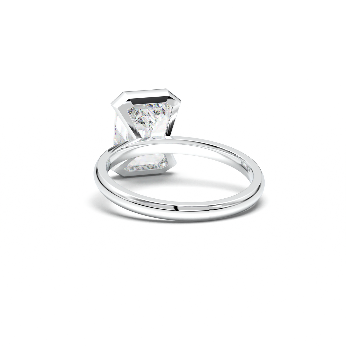 Emerald Cut Half-Bezel Engagement Ring