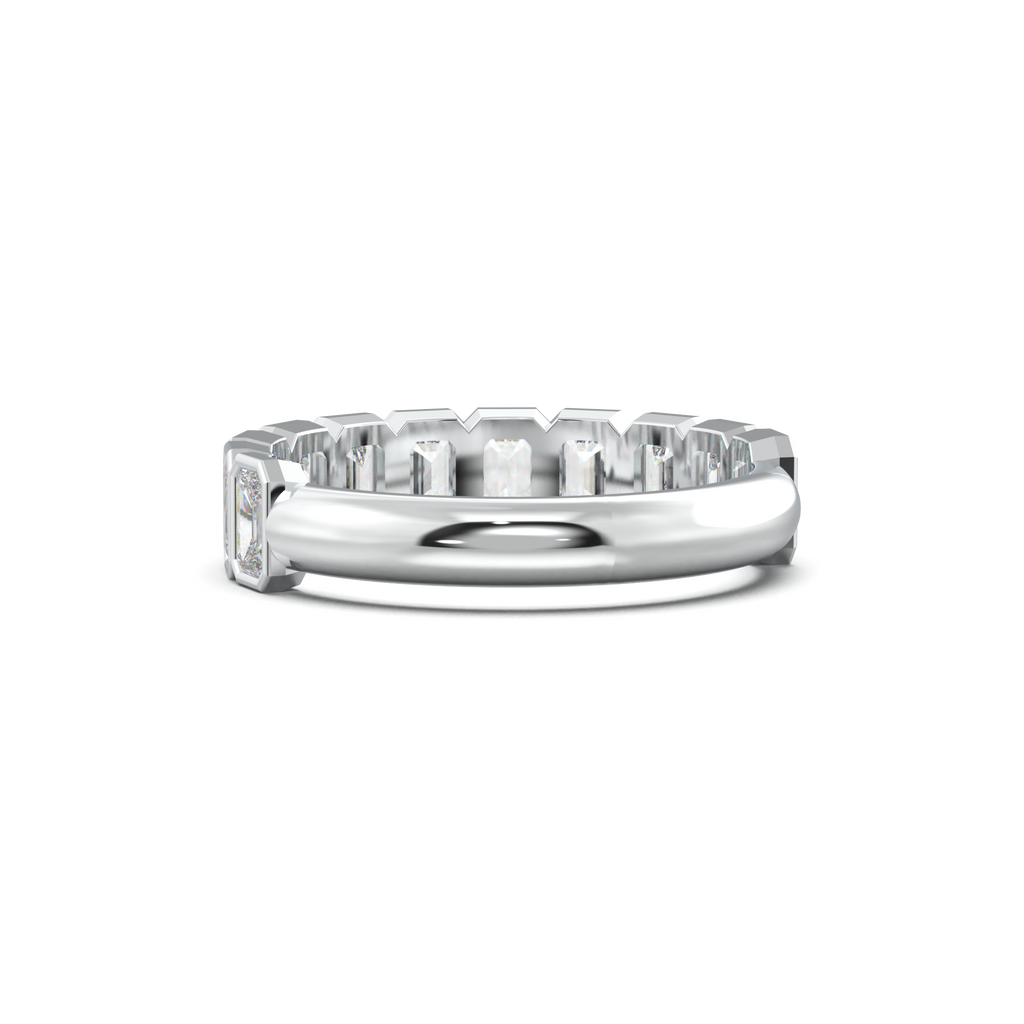 Emerald Bezel Half-Eternity Wedding Band