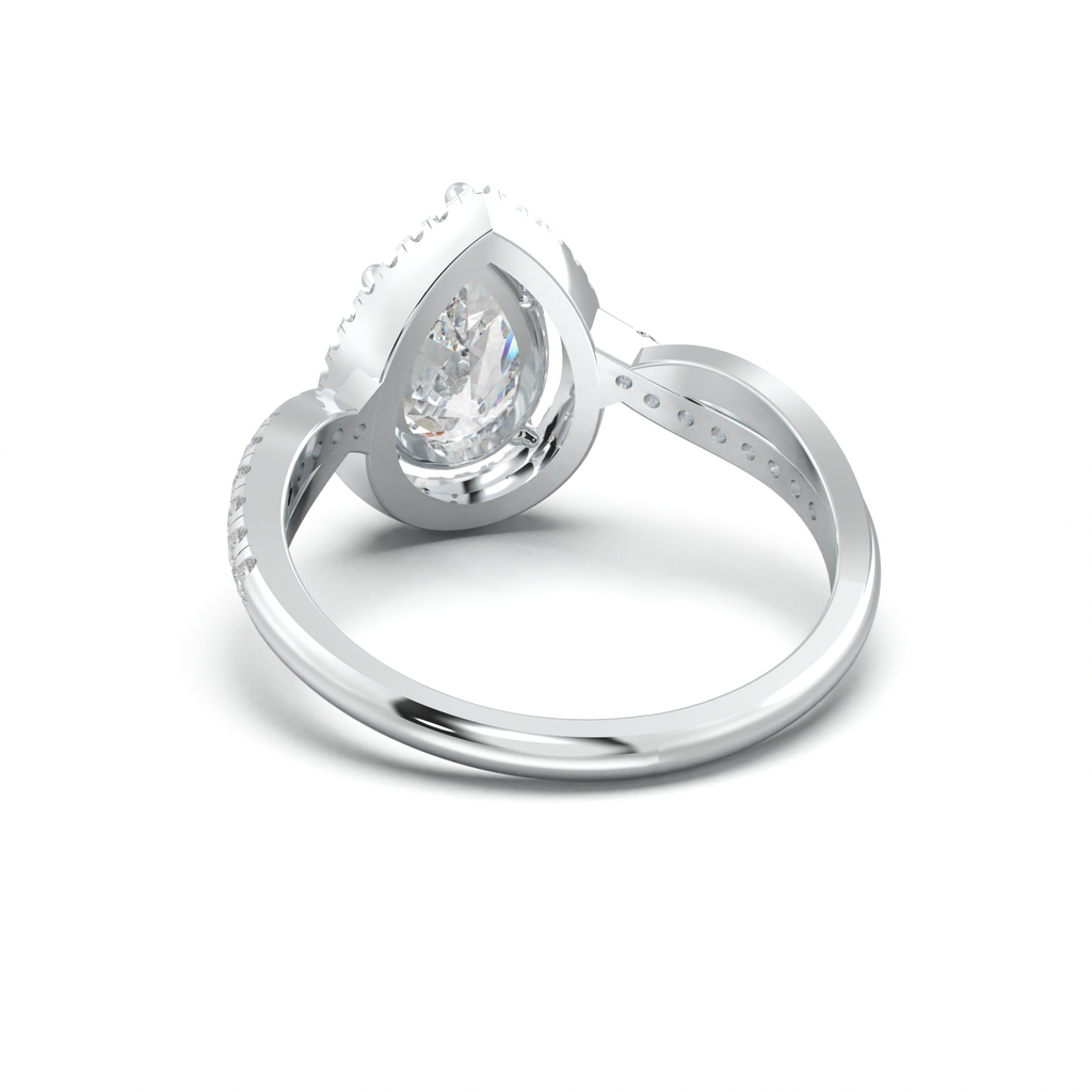 Pear Halo Twisted Pavé Engagement Ring