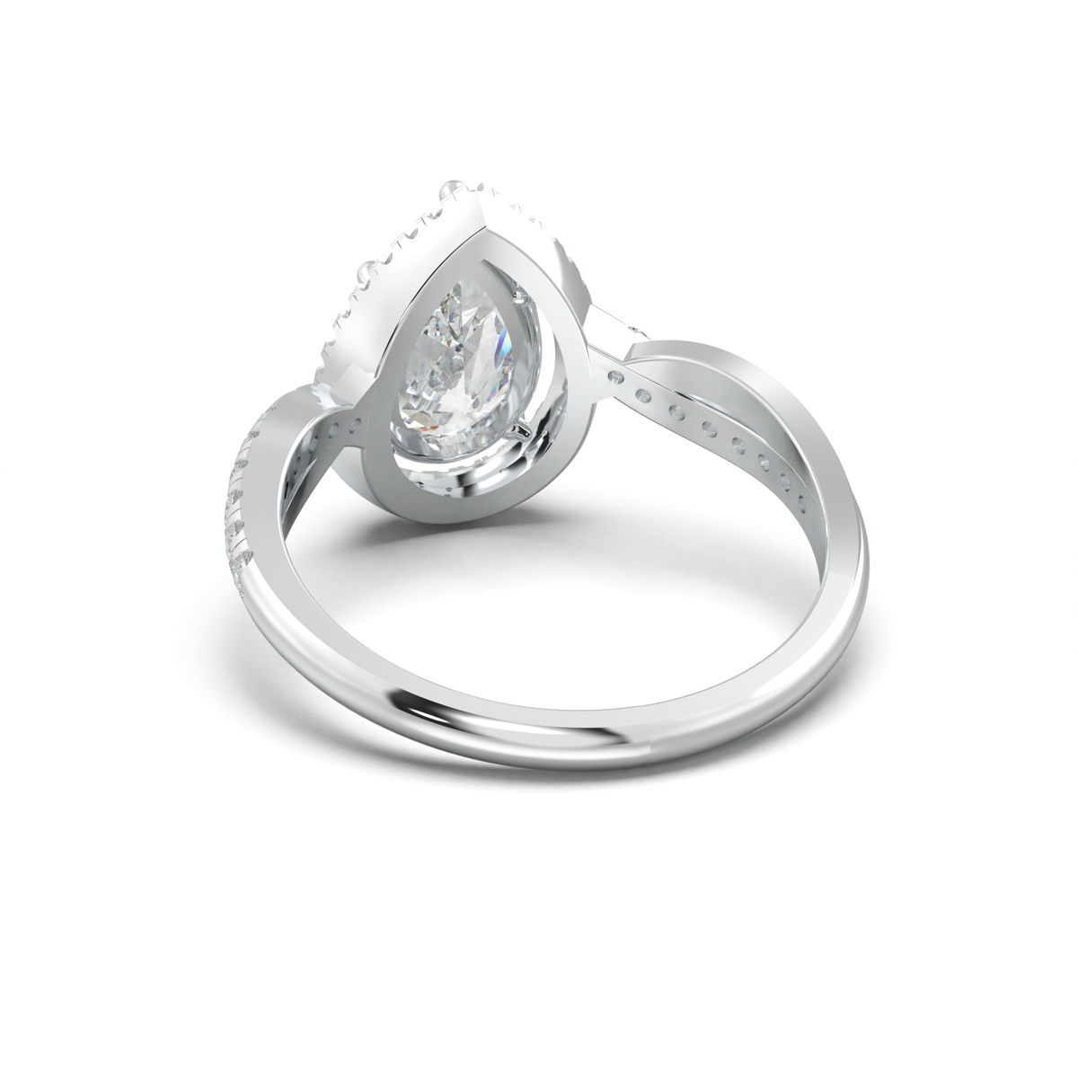 Pear Halo Twisted Pavé Engagement Ring