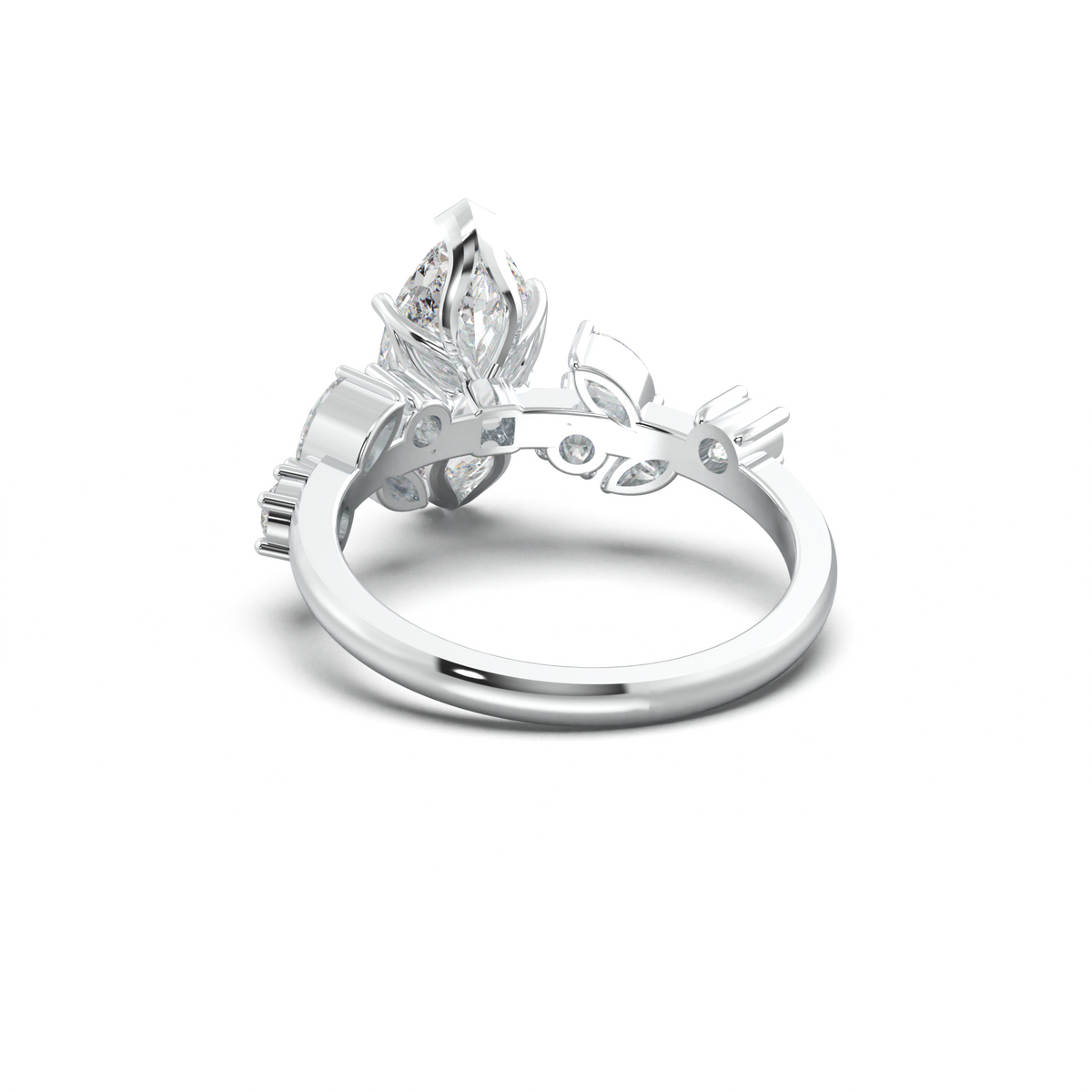 Marquise Mixed Side-Stone Engagement Ring