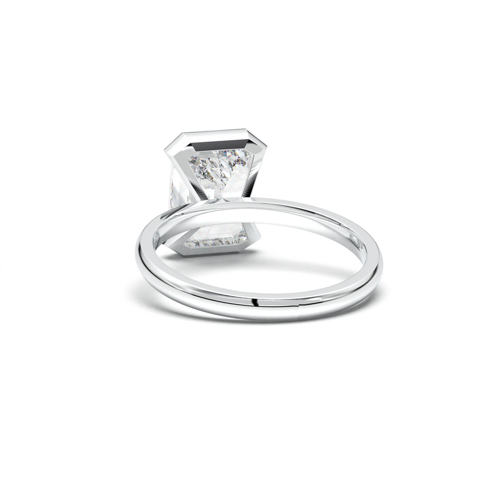 Emerald Cut Half-Bezel Engagement Ring