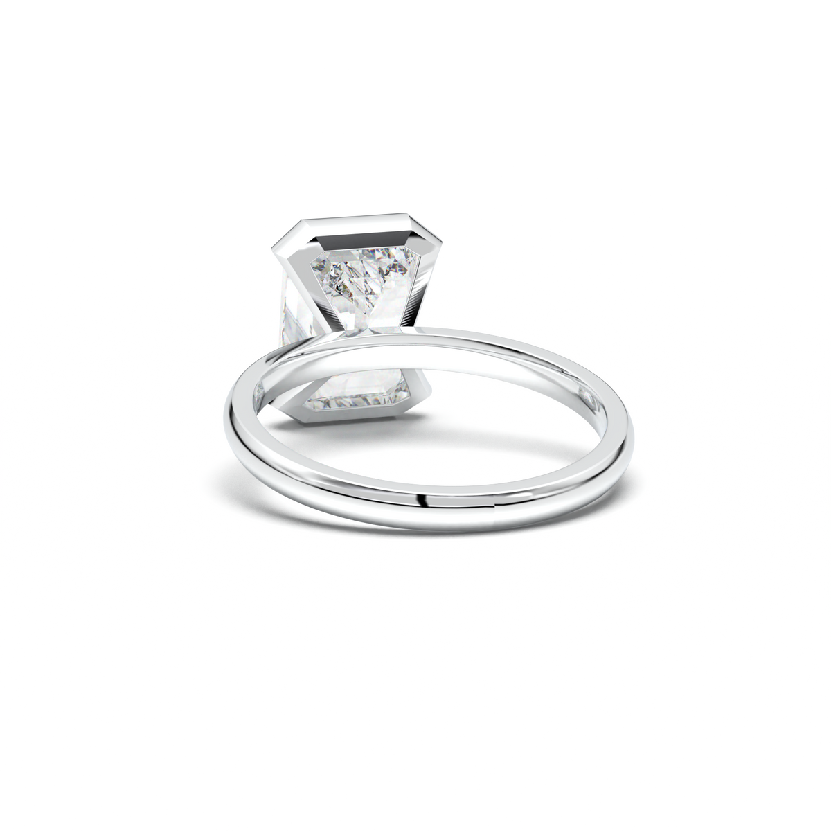Emerald Cut Half-Bezel Engagement Ring