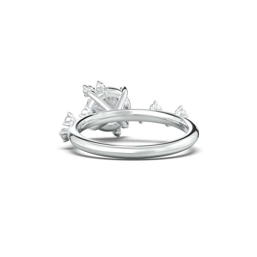 Round Botanical Accent Engagement Ring