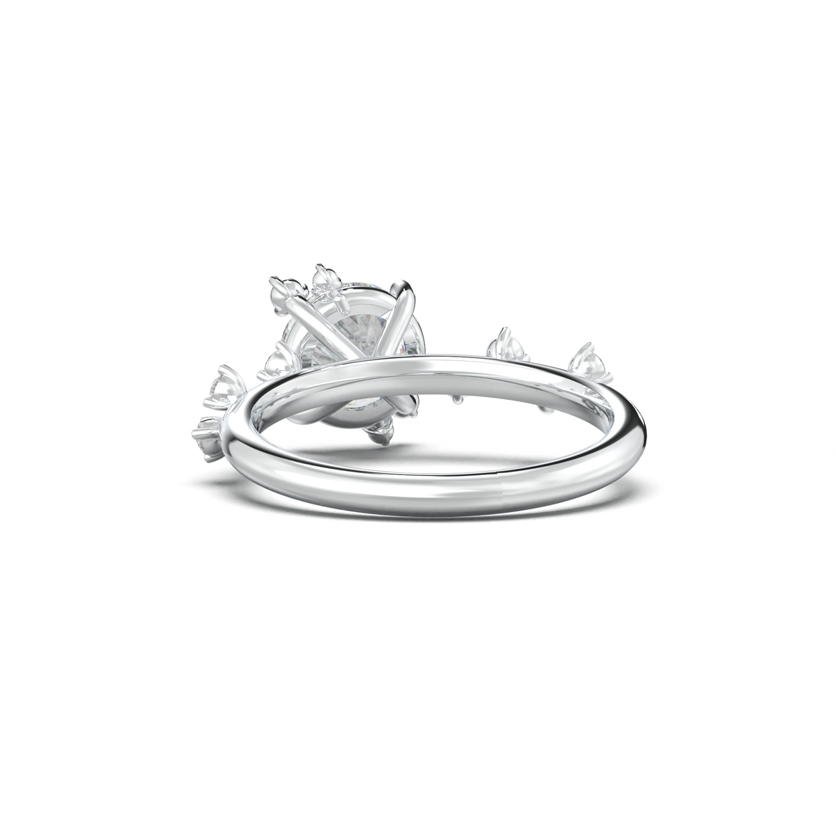 Round Botanical Accent Engagement Ring