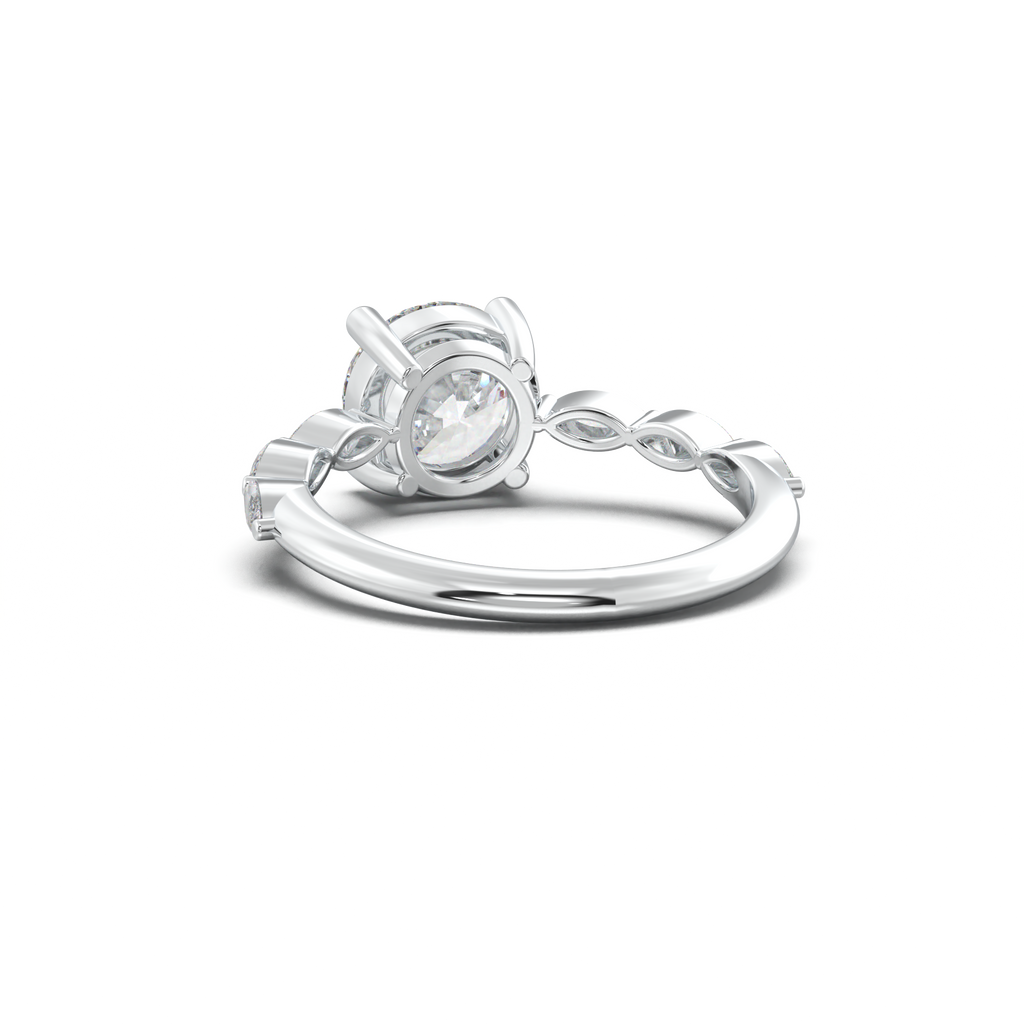 Round Marquise Side-Stone Engagement Ring