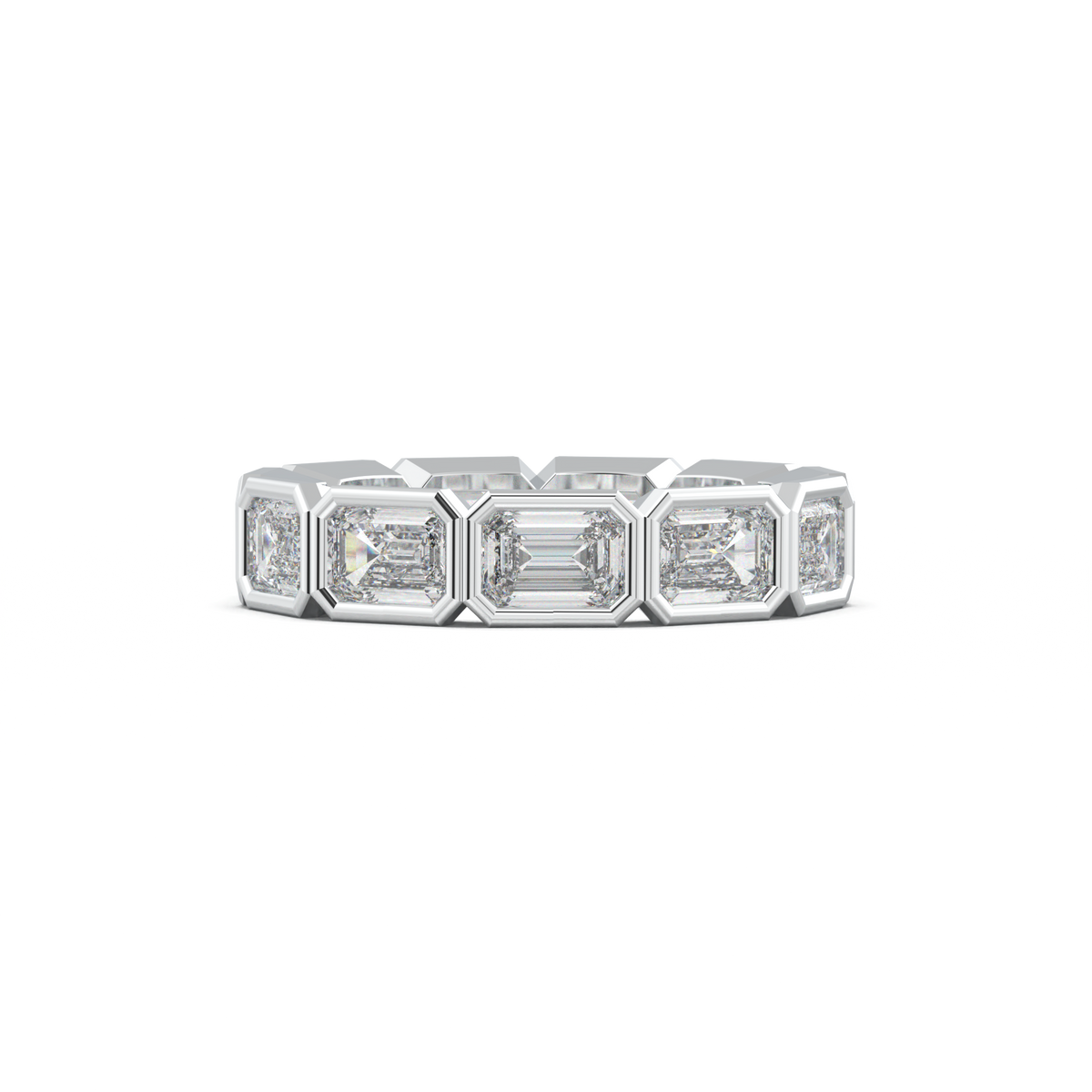 Emerald-Cut Bezel-Style Eternity Wedding Band