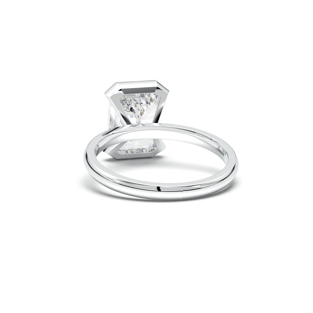 Emerald Cut Half-Bezel Engagement Ring