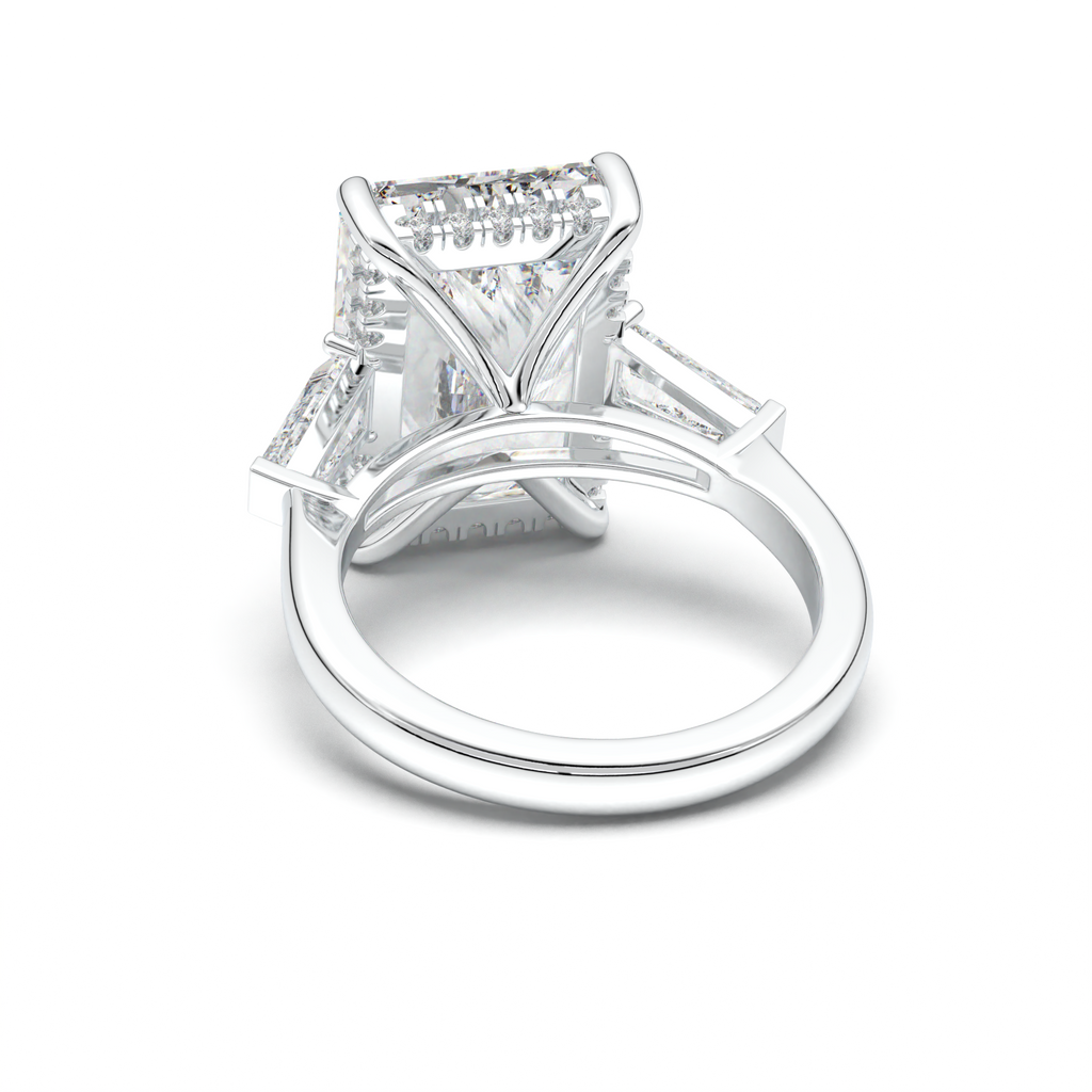Radiant Baguette Hidden Halo Engagement Ring