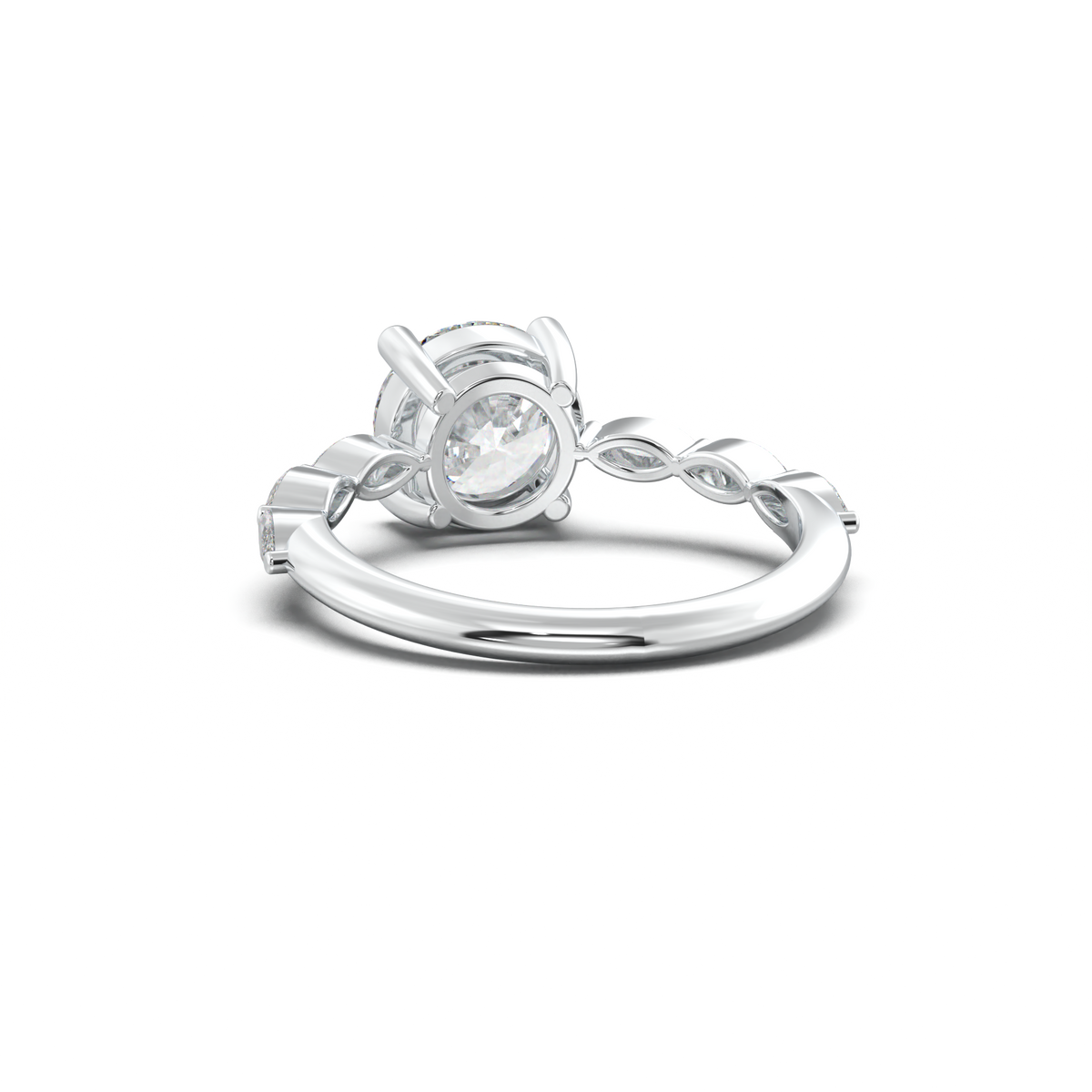 Round Marquise Side-Stone Engagement Ring