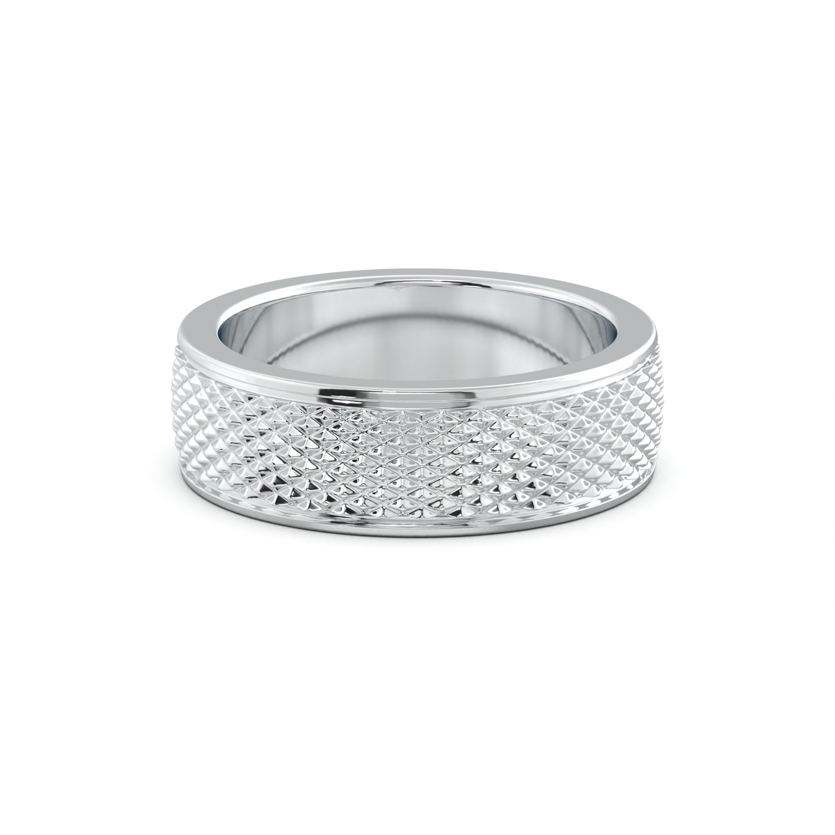 Diamond-Cut Textured Men's Wedding Band