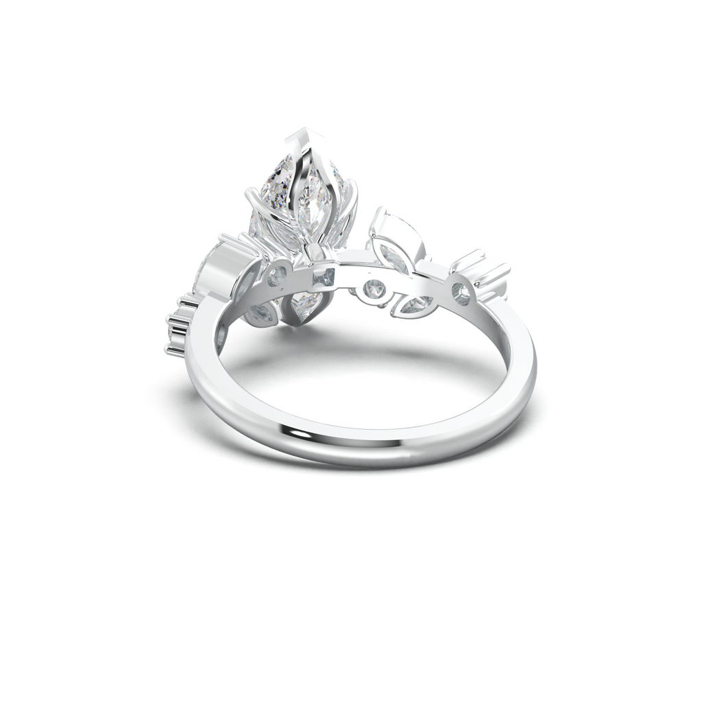 Marquise Mixed Side-Stone Engagement Ring