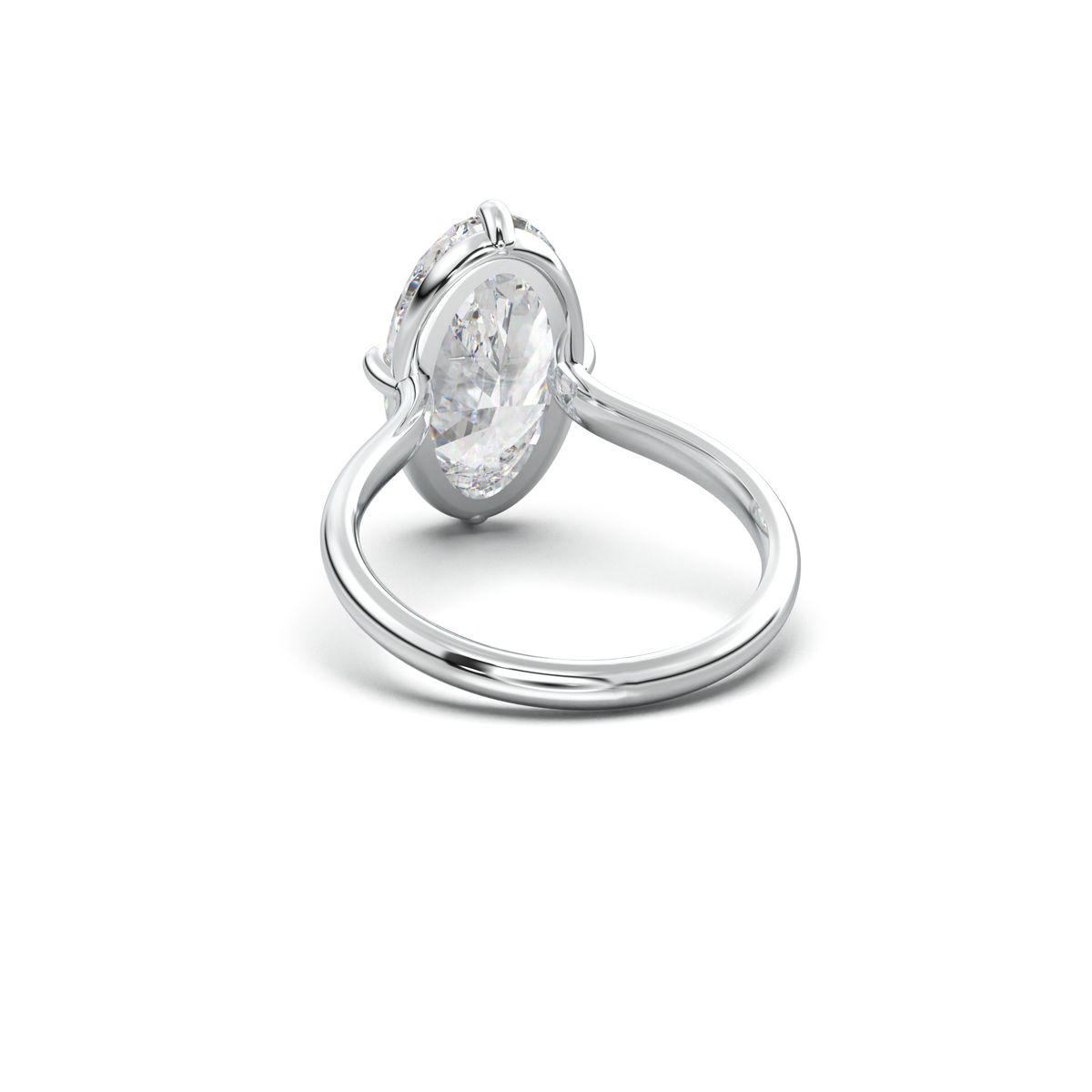 Elongated Moval Solitaire Engagement Ring