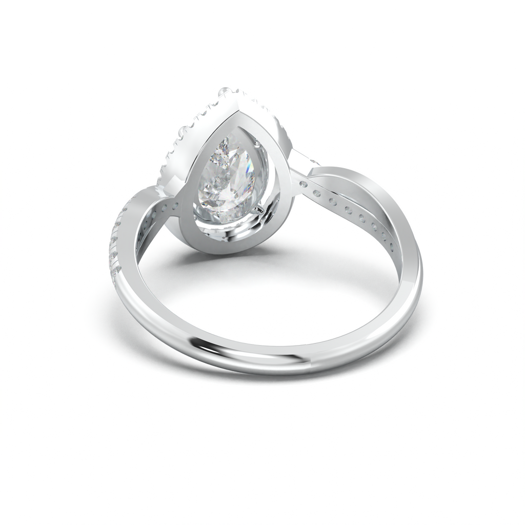 Pear Halo Twisted Pavé Engagement Ring