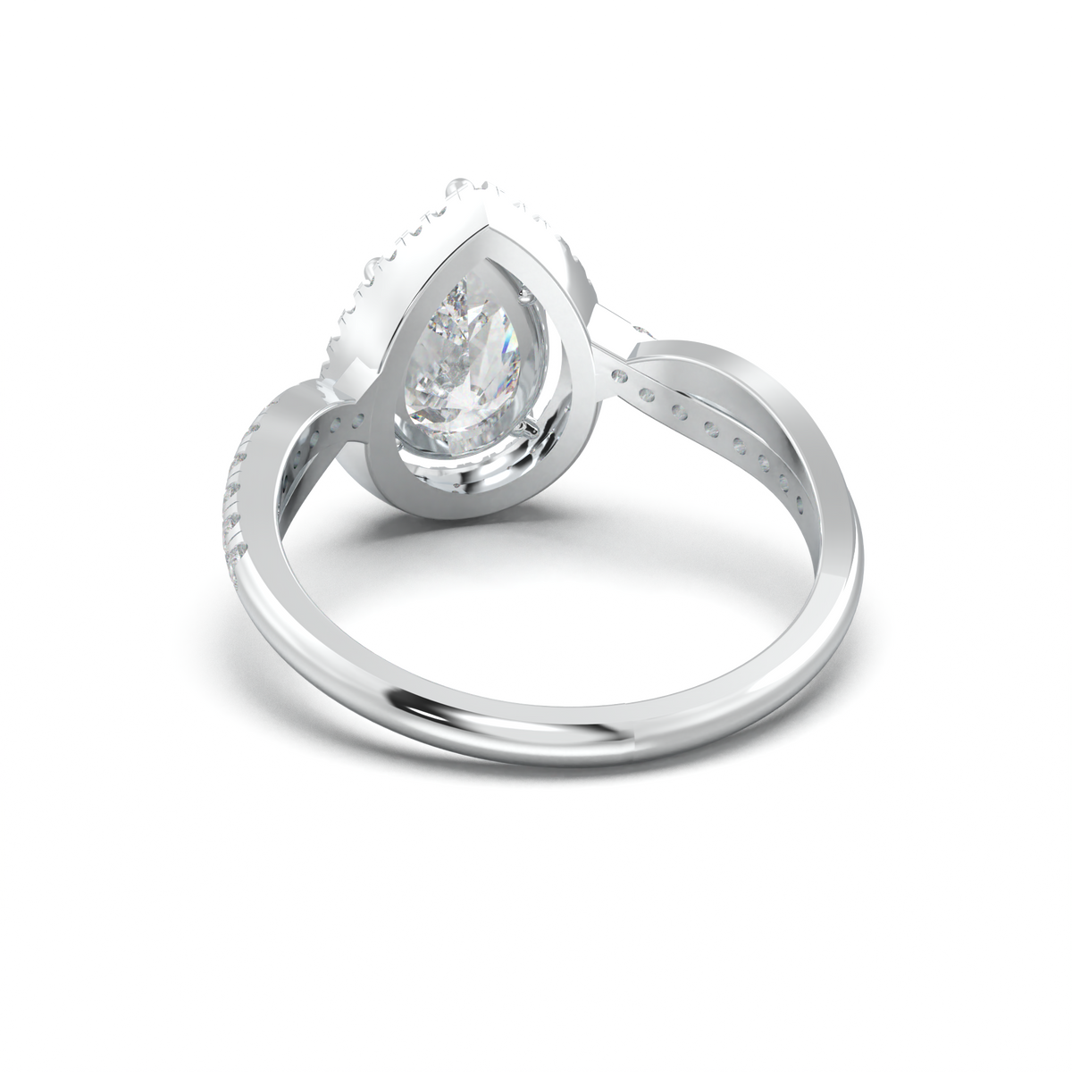 Pear Halo Twisted Pavé Engagement Ring